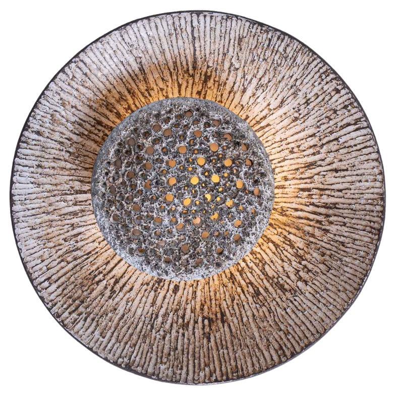 Impresionante aplique de cerámica marrón blanca Fridtjof Sejersen, Dinamarca, 1960