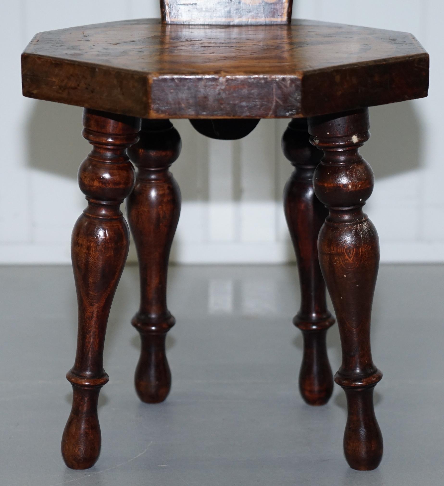 Stunning Fruitwood Antique Victorian Dragon Hand-Painted Spinning Sewing Chair 1