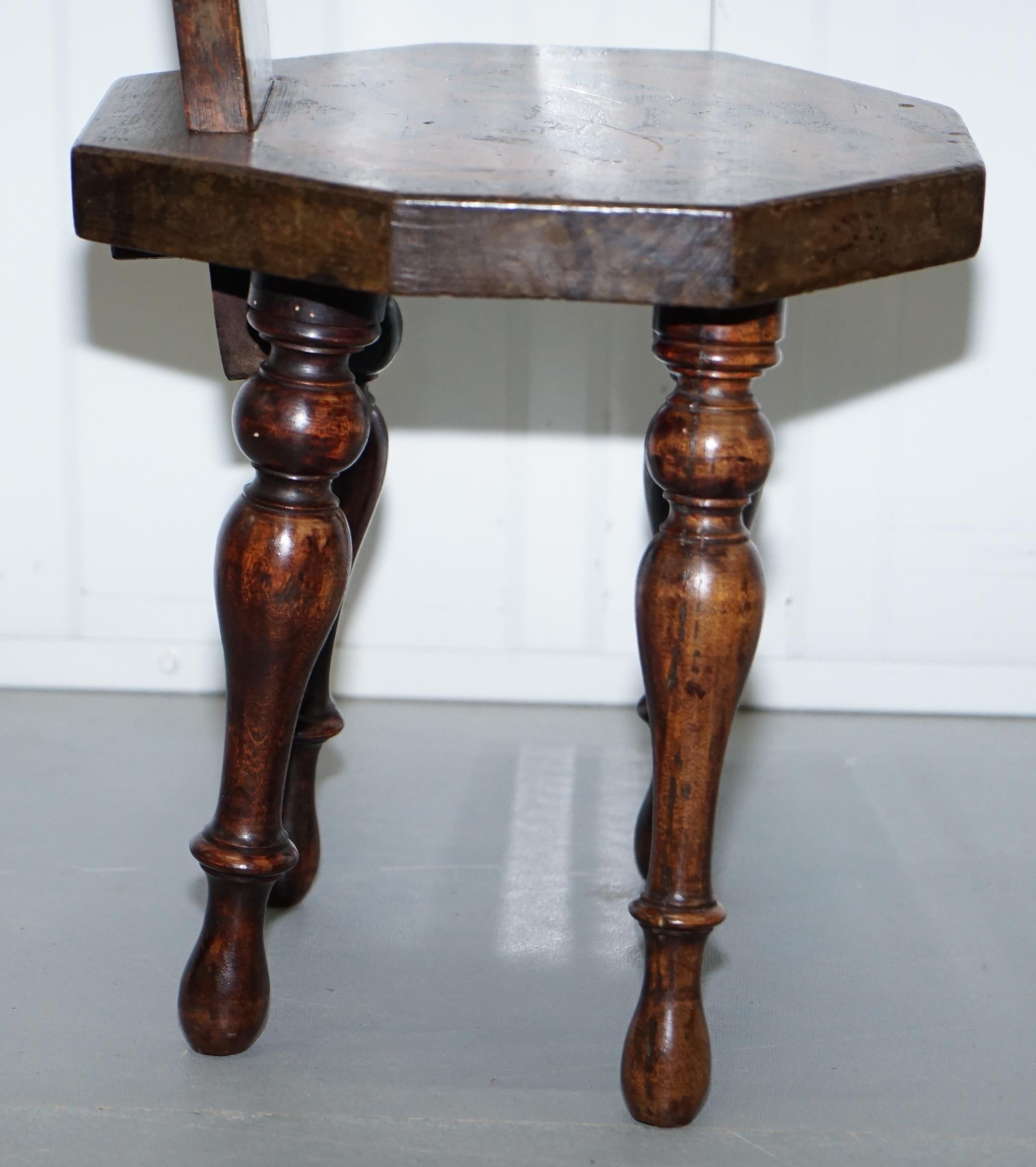Stunning Fruitwood Antique Victorian Dragon Hand-Painted Spinning Sewing Chair 4