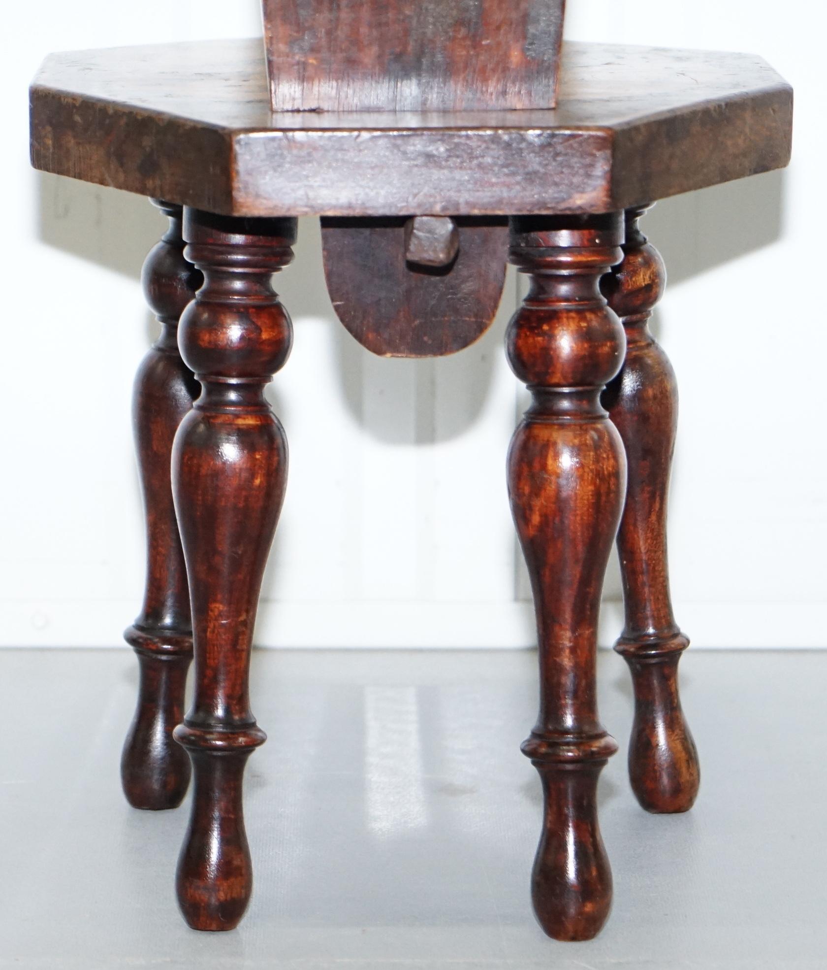 Stunning Fruitwood Antique Victorian Dragon Hand-Painted Spinning Sewing Chair 7