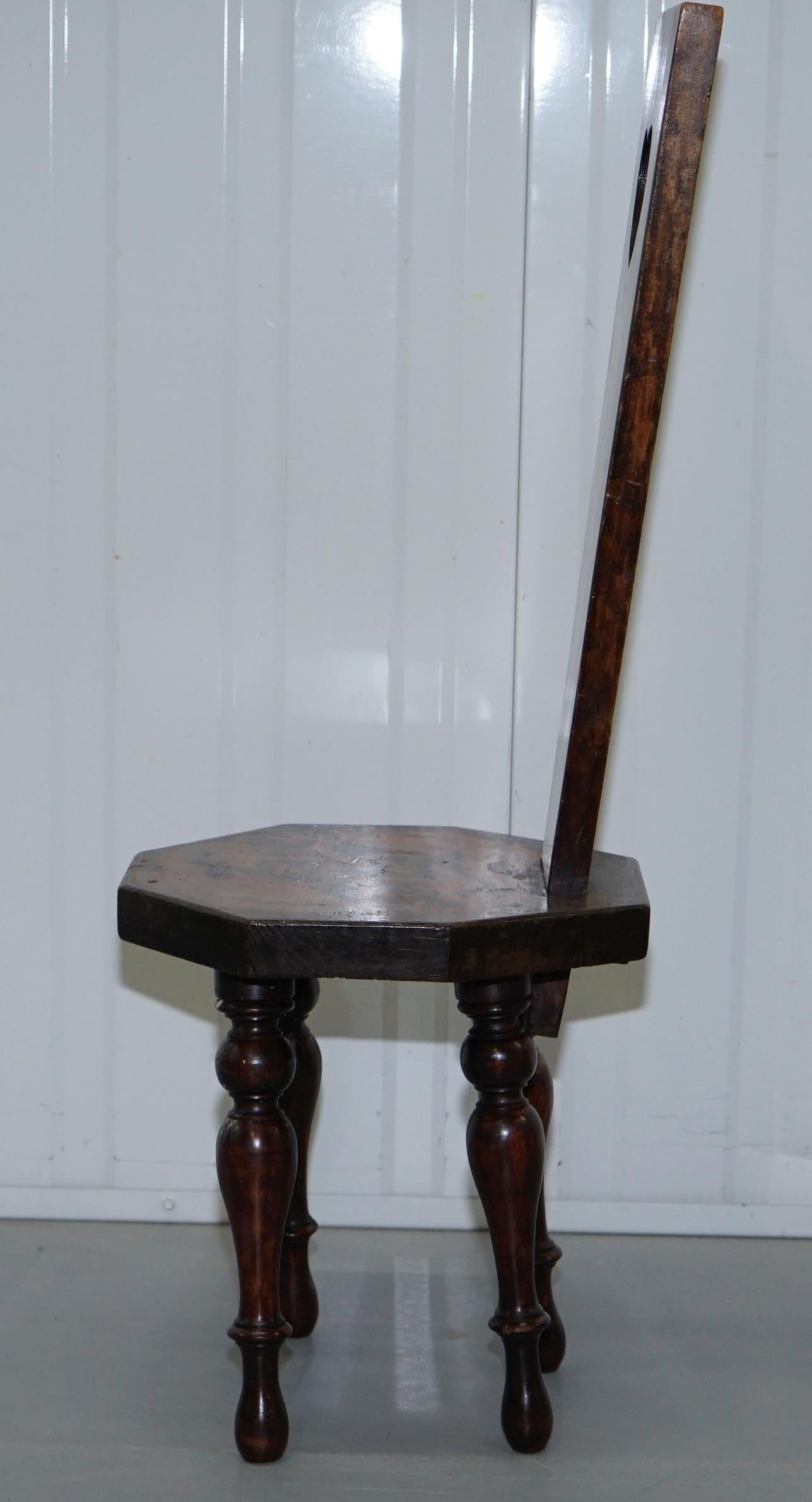 Stunning Fruitwood Antique Victorian Dragon Hand-Painted Spinning Sewing Chair 8