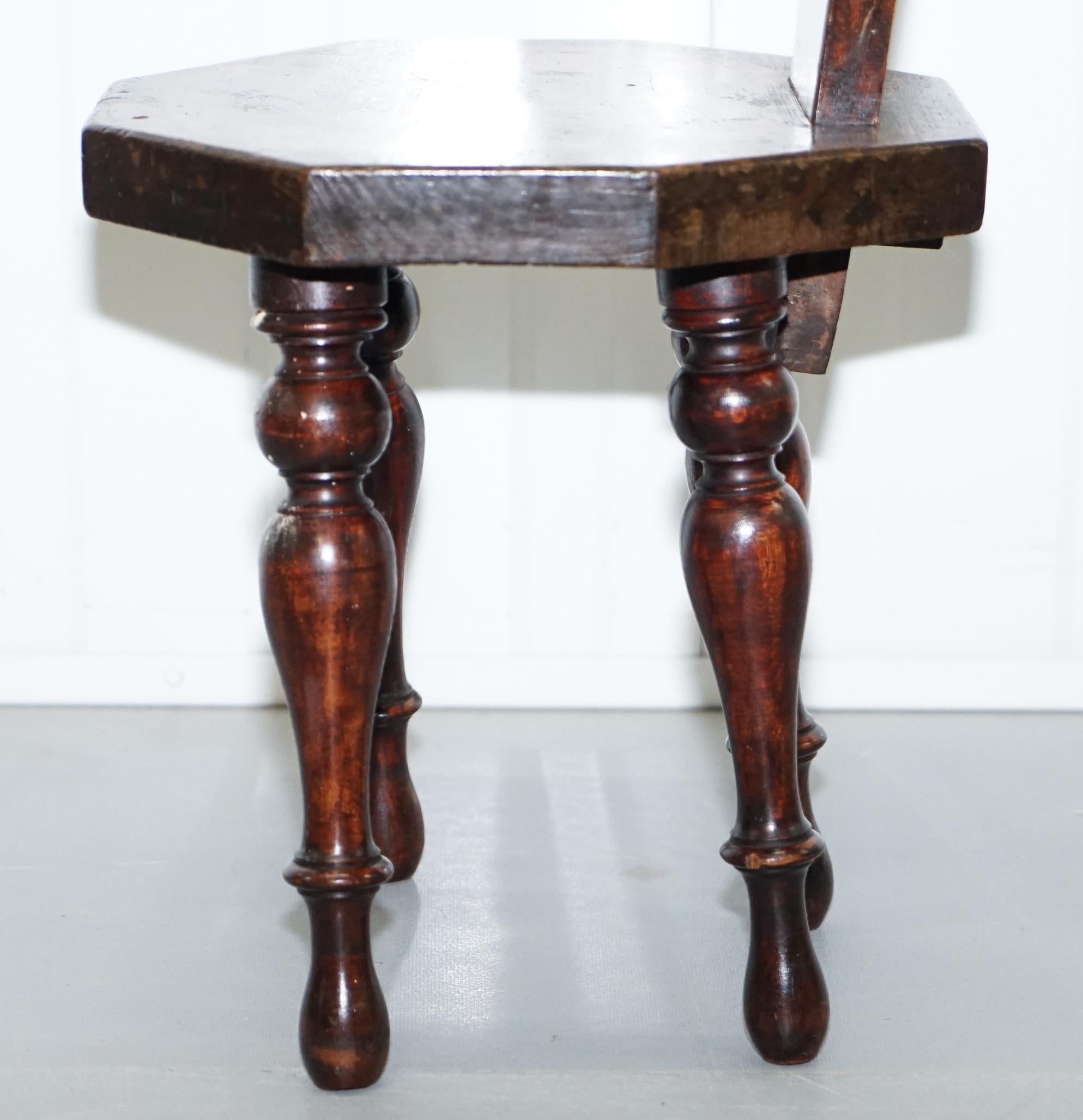 Stunning Fruitwood Antique Victorian Dragon Hand-Painted Spinning Sewing Chair 9