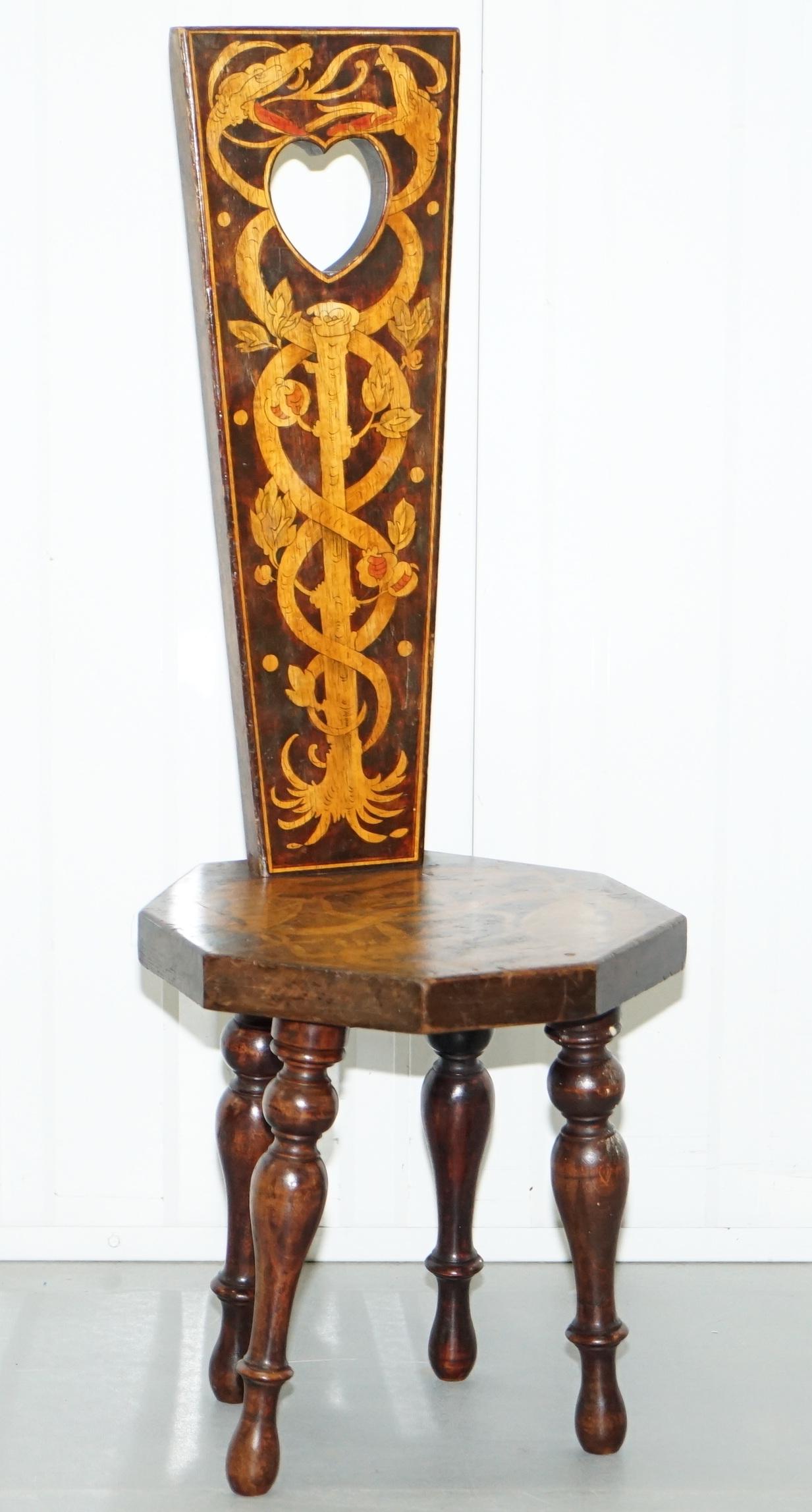 We are delighted to offer for sale this very rare early Victorian fruitwood spinning sewing chair hand painted with 18th century dragon detailing

A stunning and well-made piece, hand carved and hand painted to a very high standard, I’ve seen