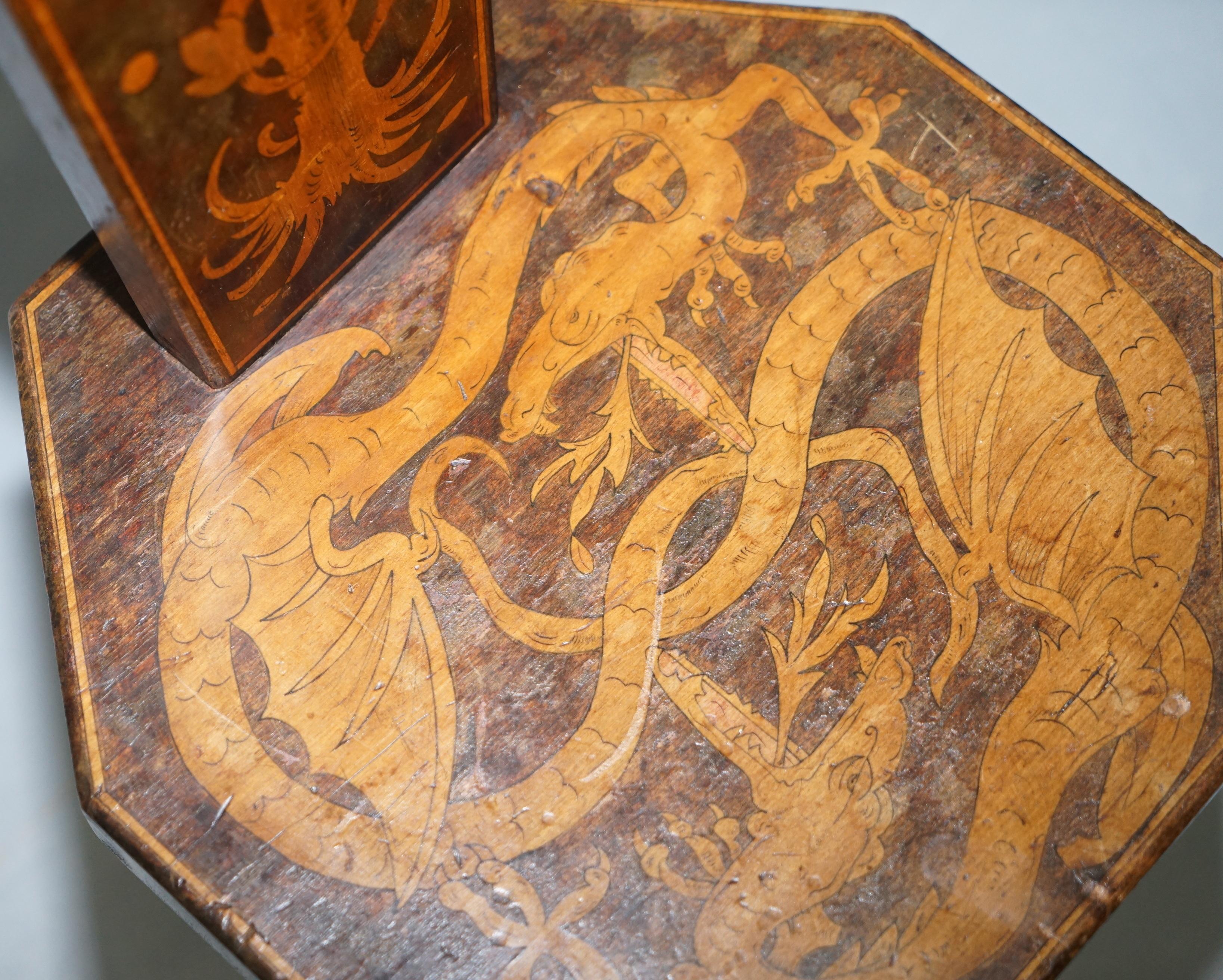 Early Victorian Stunning Fruitwood Antique Victorian Dragon Hand-Painted Spinning Sewing Chair