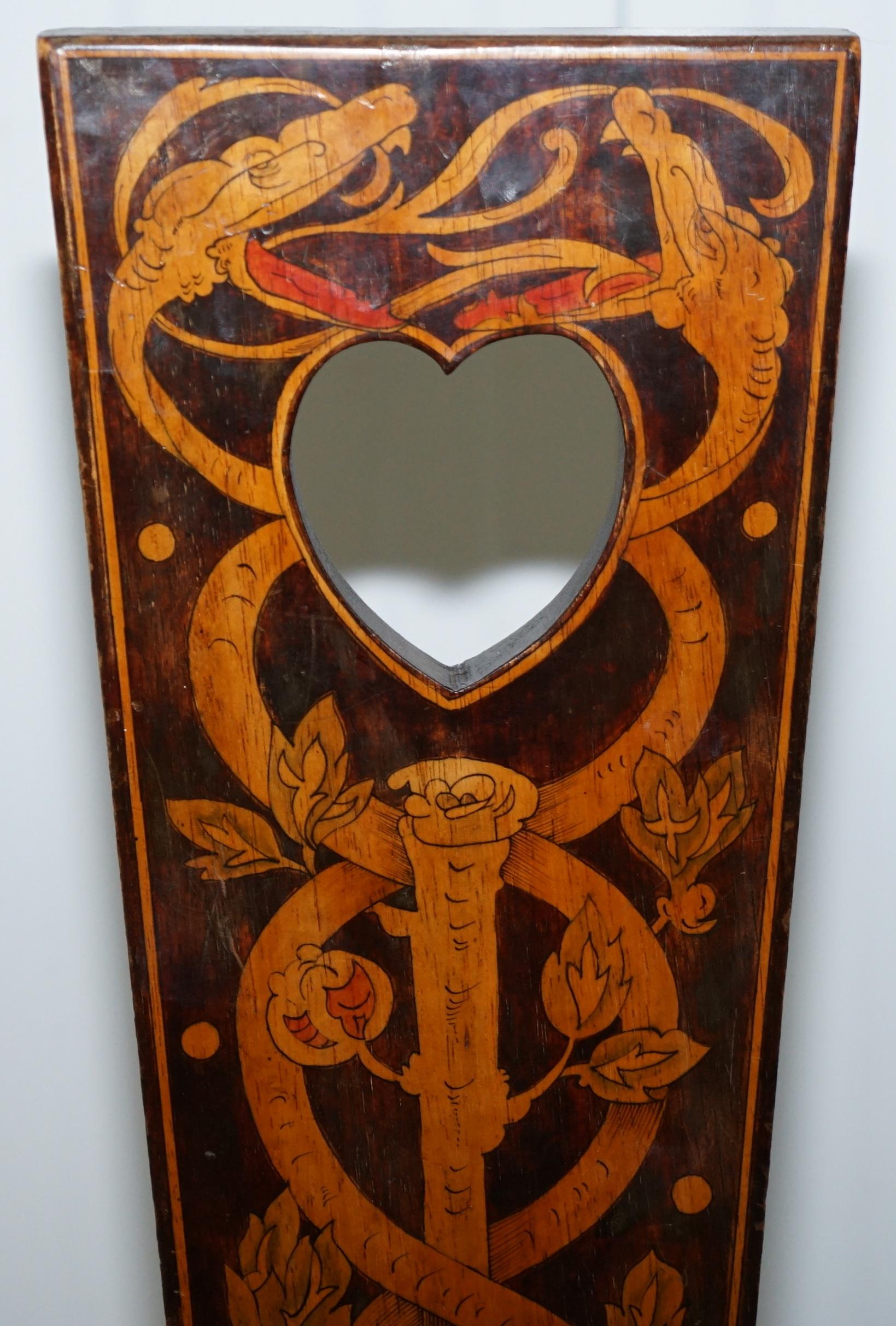 Hand-Carved Stunning Fruitwood Antique Victorian Dragon Hand-Painted Spinning Sewing Chair
