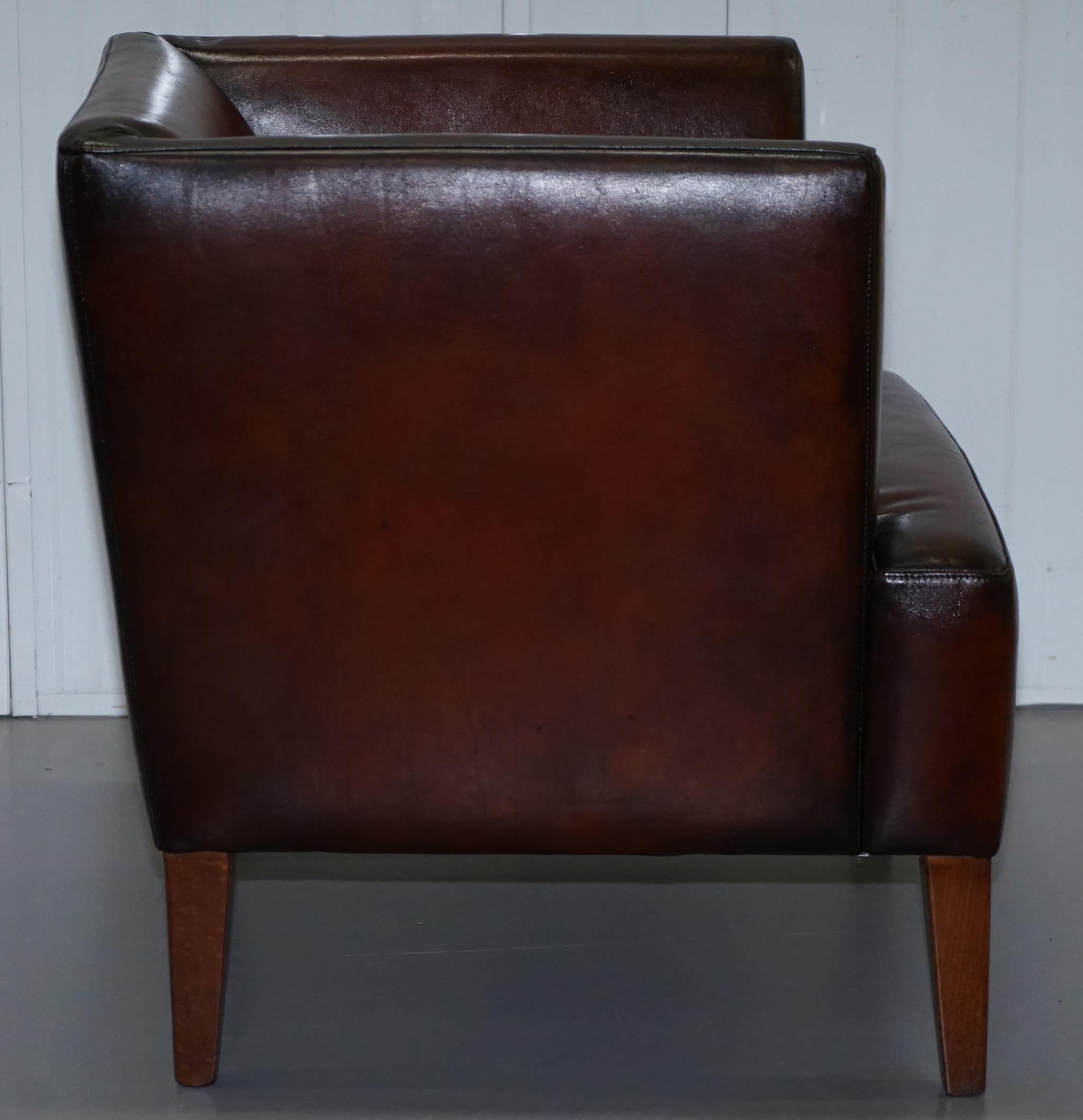 Stunning Full Restored Aged Brown Leather Hand Dyed Contemporary Armchair 7