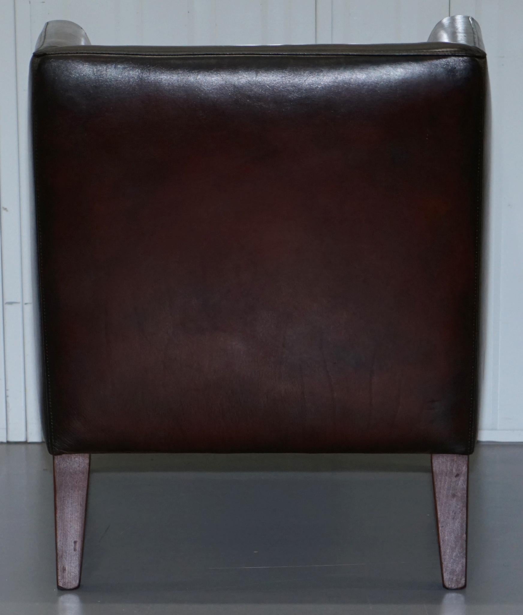 Stunning Full Restored Aged Brown Leather Hand Dyed Contemporary Armchair 9