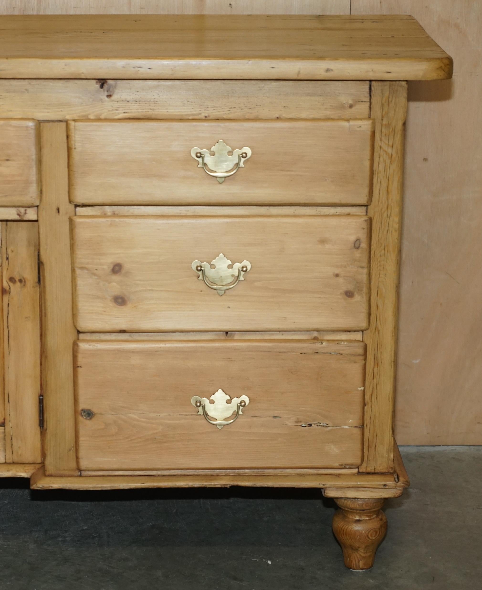 Hand-Crafted STUNNING FULLY RESTORED ANTIQUE CIRCA 1860 STRiPPED PINE HOUSEKEEPERS SIDEBOARD For Sale