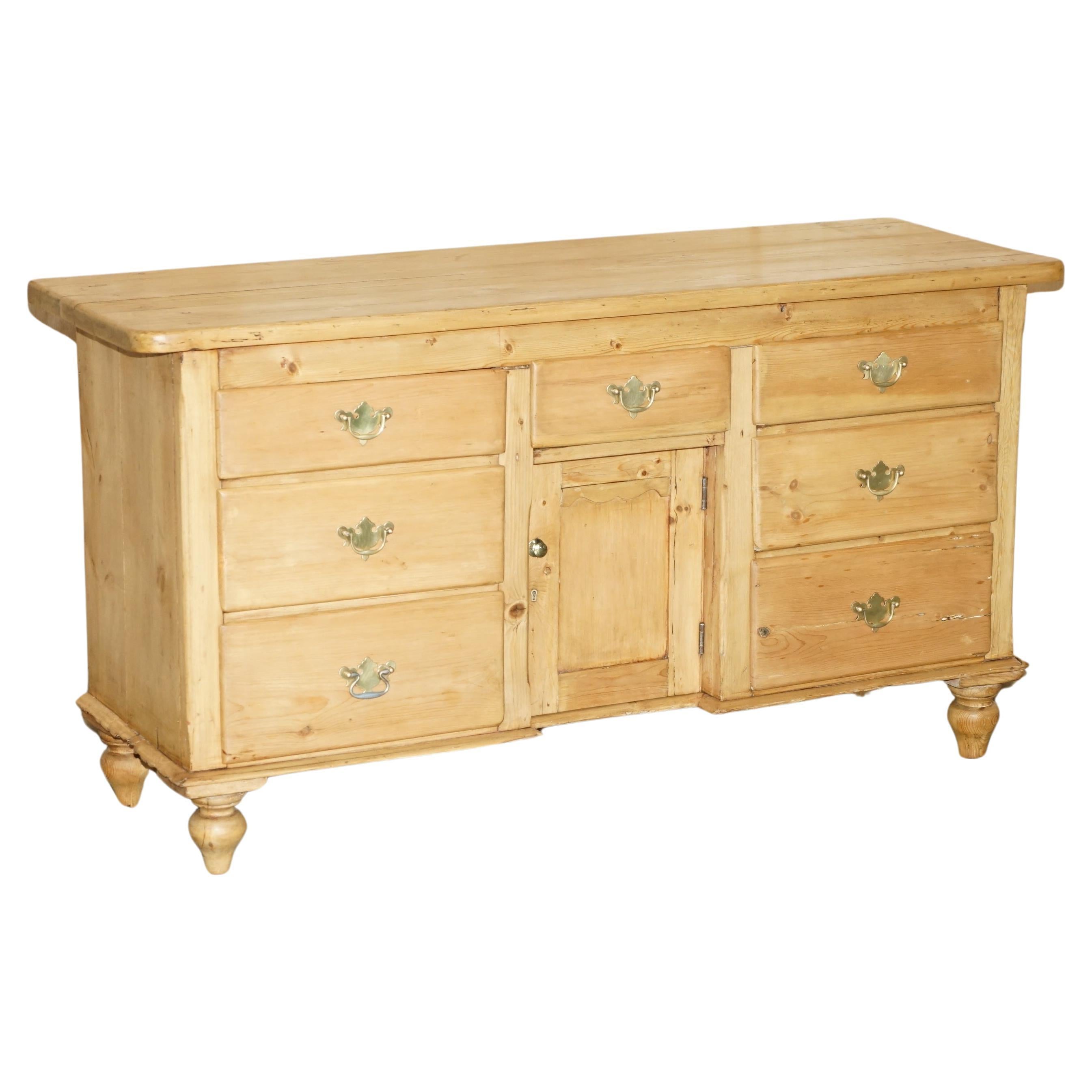 STUNNING FULLY RESTORED ANTIQUE CIRCA 1860 STRiPPED PINE HOUSEKEEPERS SIDEBOARD For Sale
