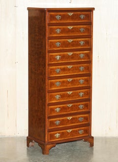 STUNNiNG FULLY RESTORED BURR WALNUT 10 DRAWER TALLBOY CHEST OF DRAWERS