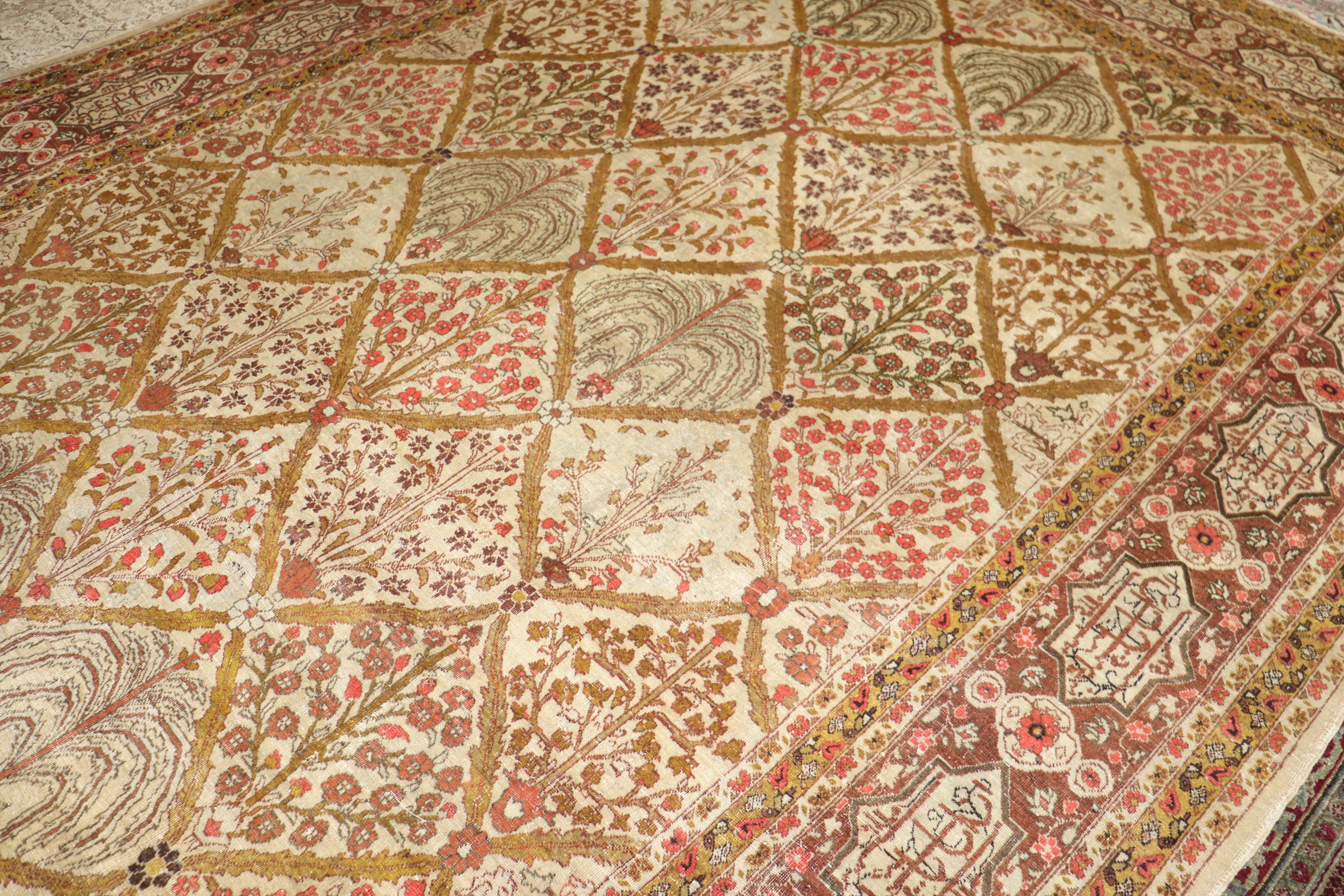 Stunning Garden Persian Tabriz Love Poem Room Size Carpet For Sale 1