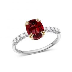 Stunning Garnet Diamond 14K Gold Ring for Her