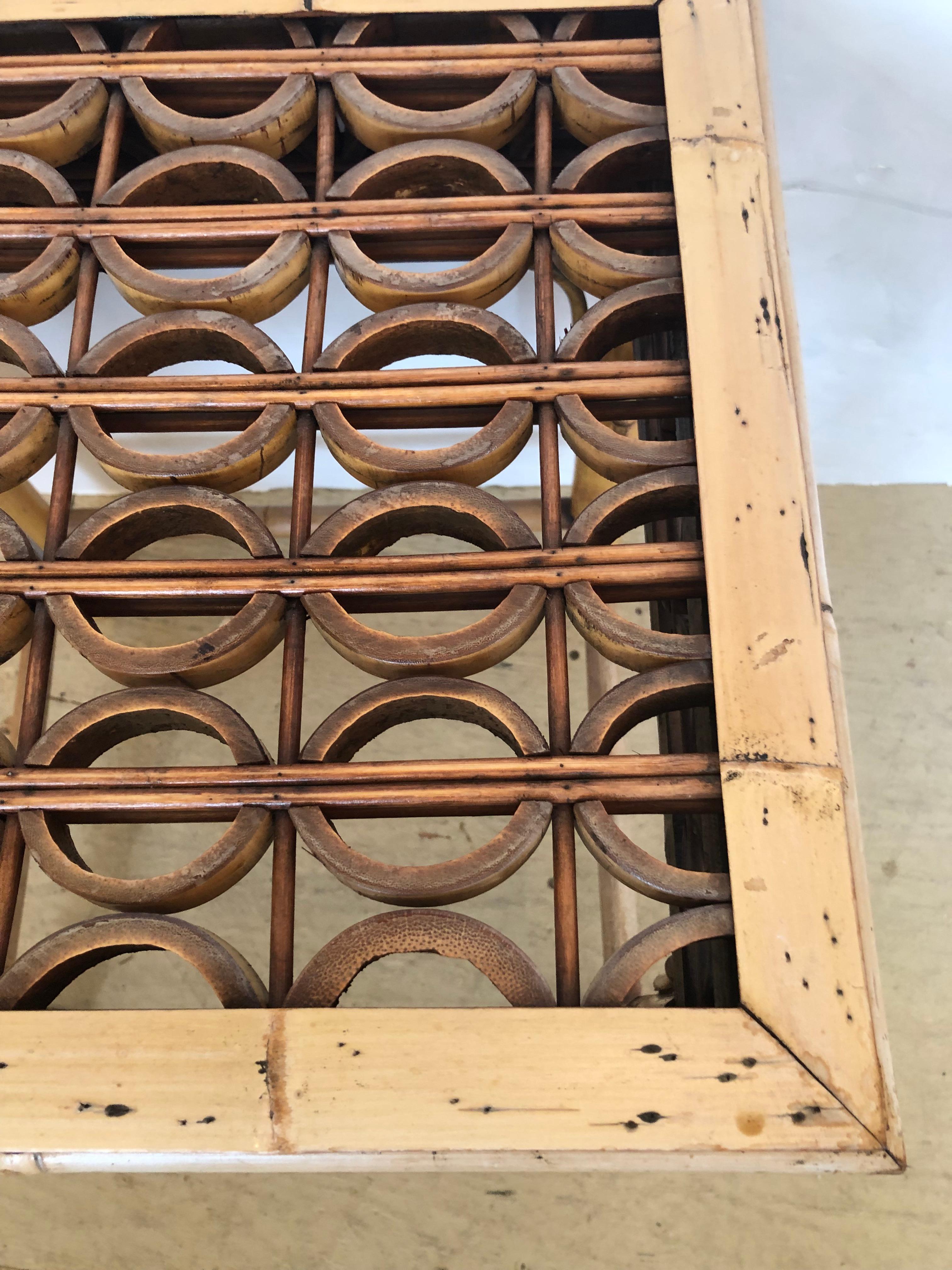 Stunning Geometric Bleached Bamboo Side or Drinks Table For Sale 1