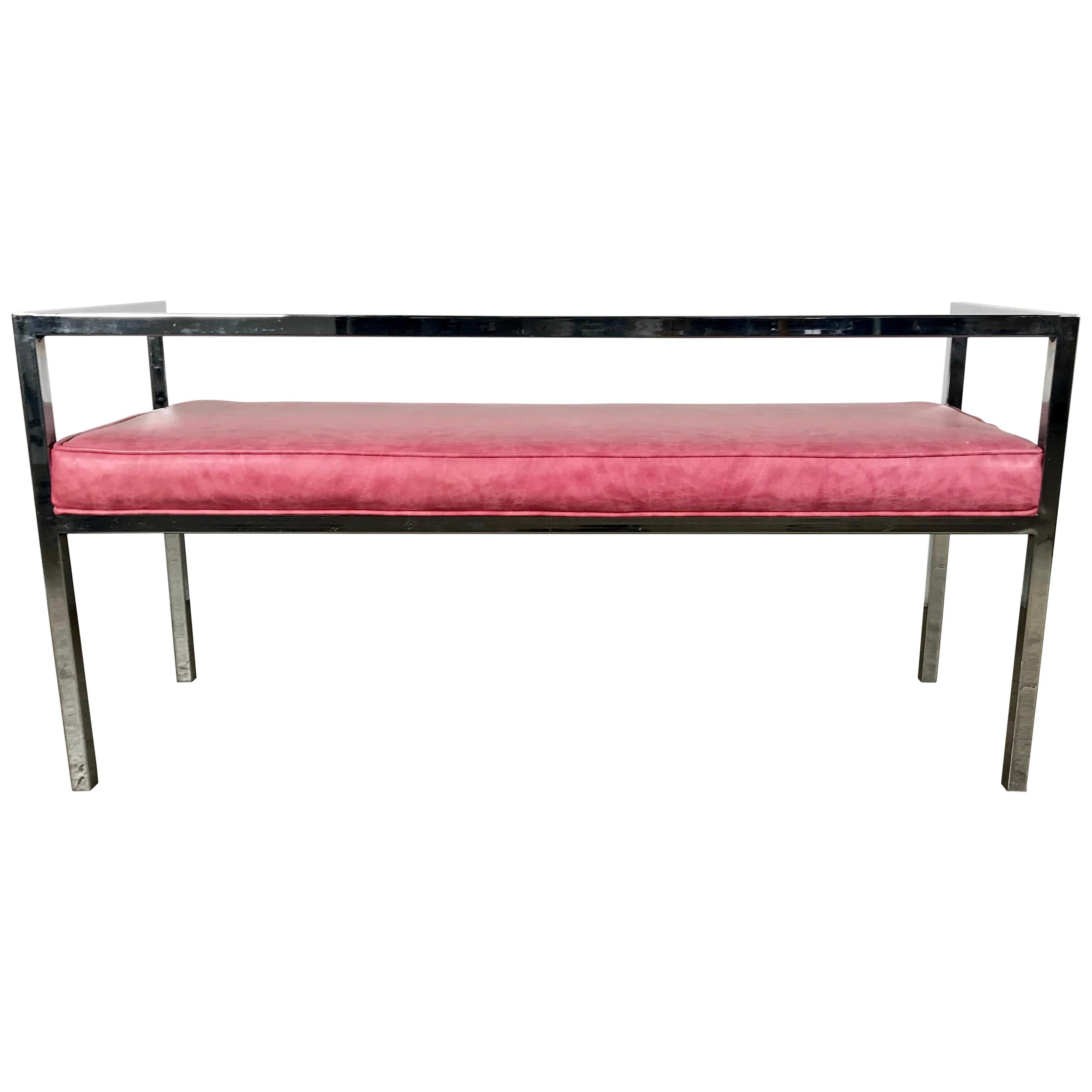 Stunning Geometric Chrome Bench after Milo Boughman For Sale