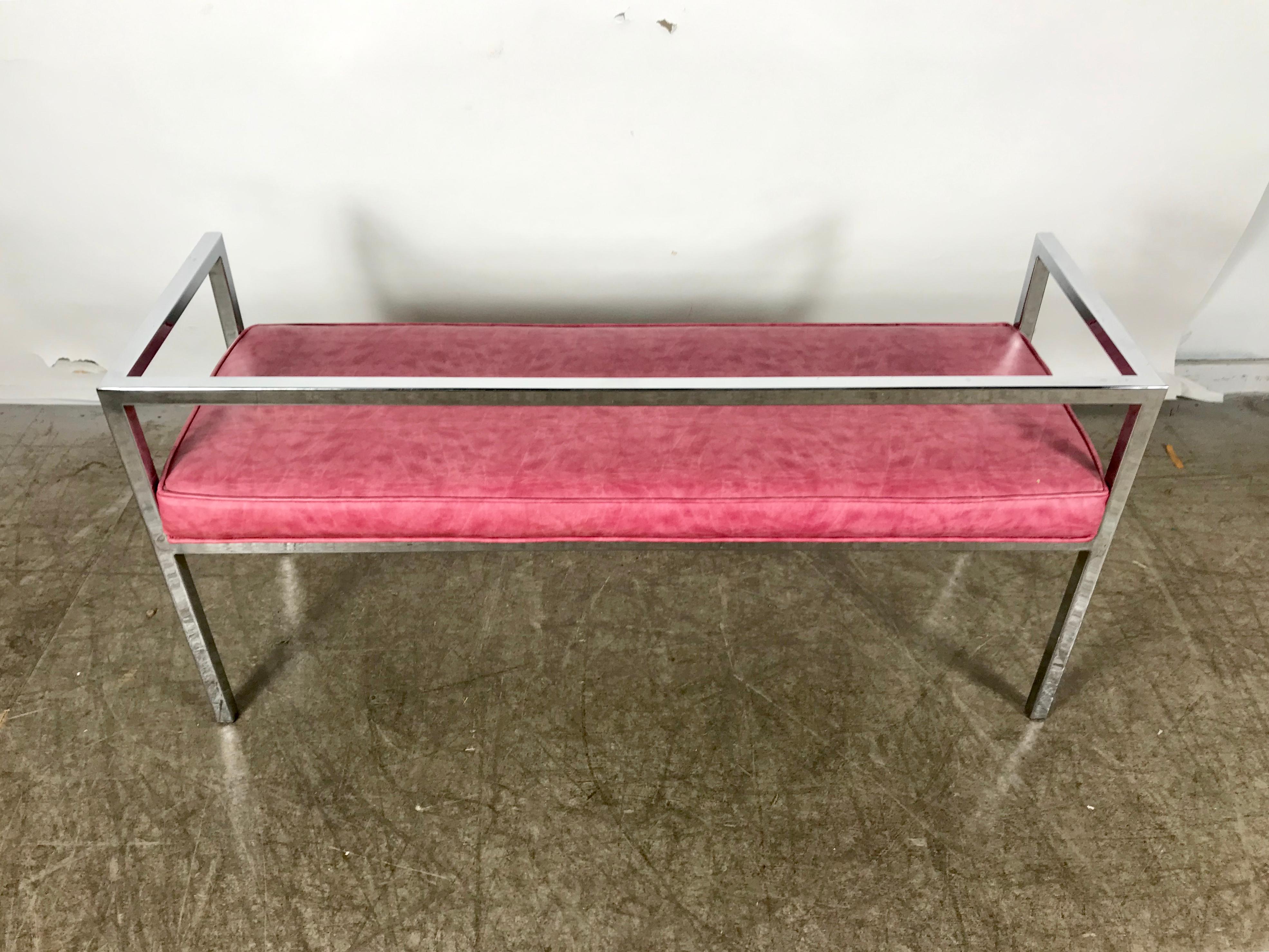 American Stunning Geometric Chrome Bench after Milo Boughman For Sale