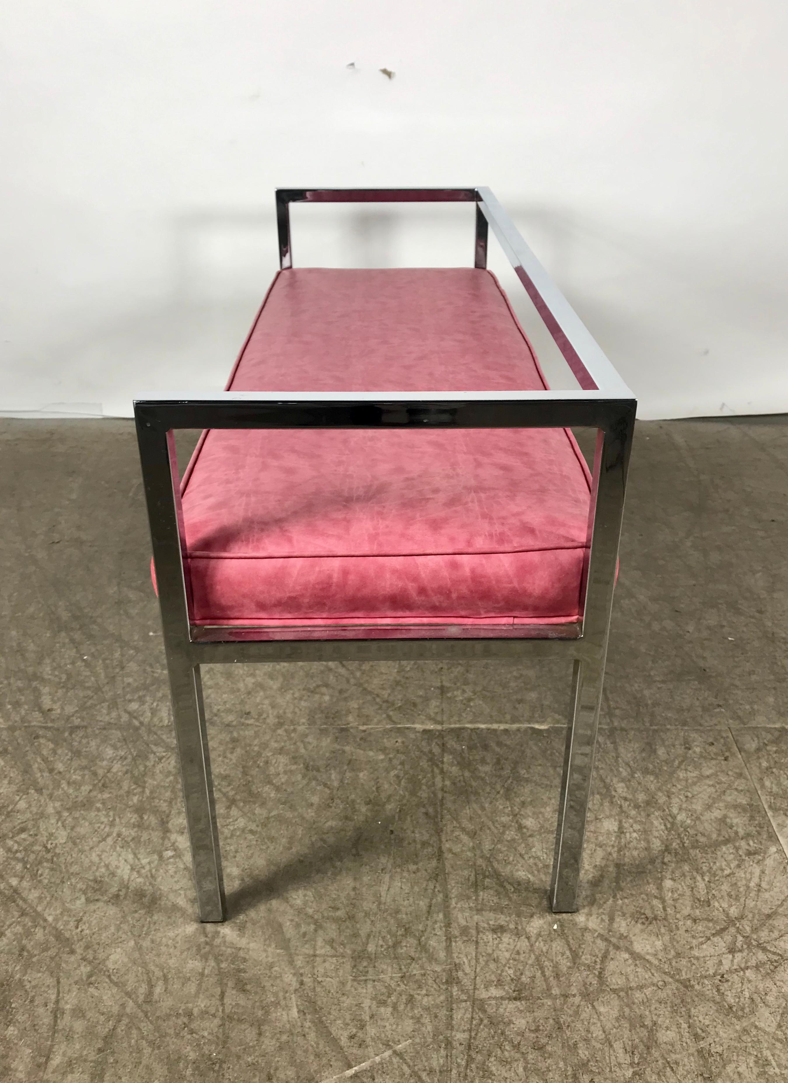 Stunning Geometric Chrome Bench after Milo Boughman In Good Condition For Sale In Buffalo, NY