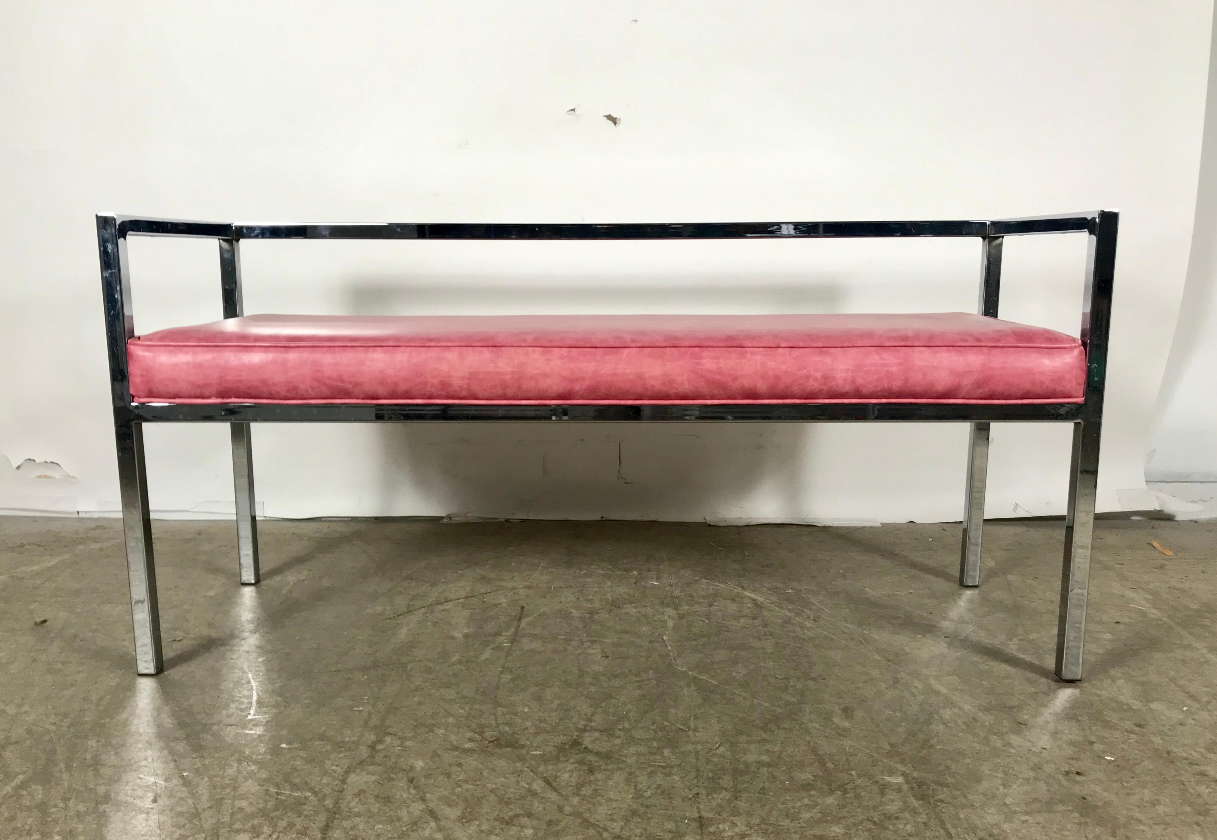 Mid-20th Century Stunning Geometric Chrome Bench after Milo Boughman For Sale