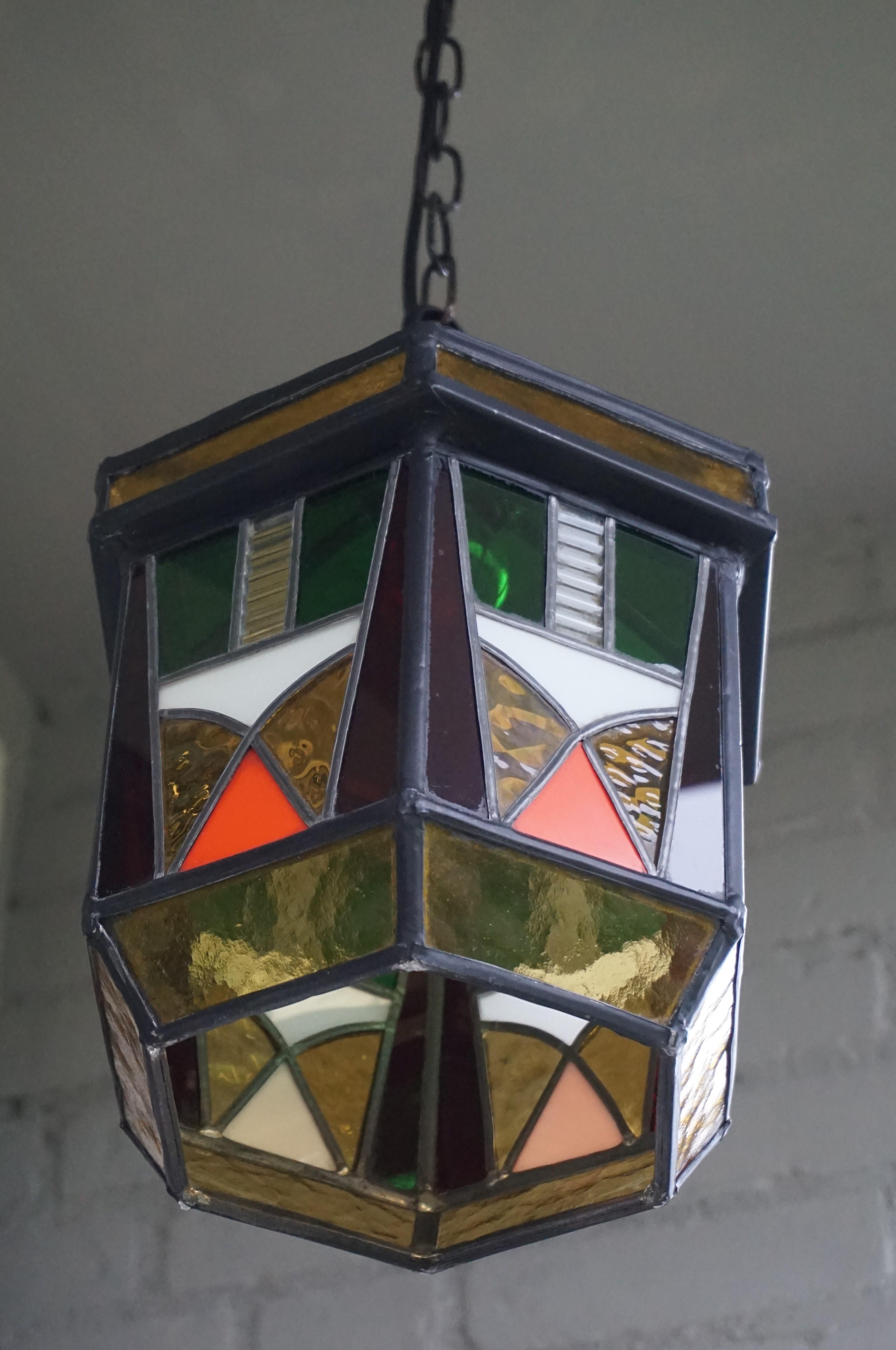 Stunning Geometrical Design and Great Colors, Art Deco Pendant Light Fixture 3