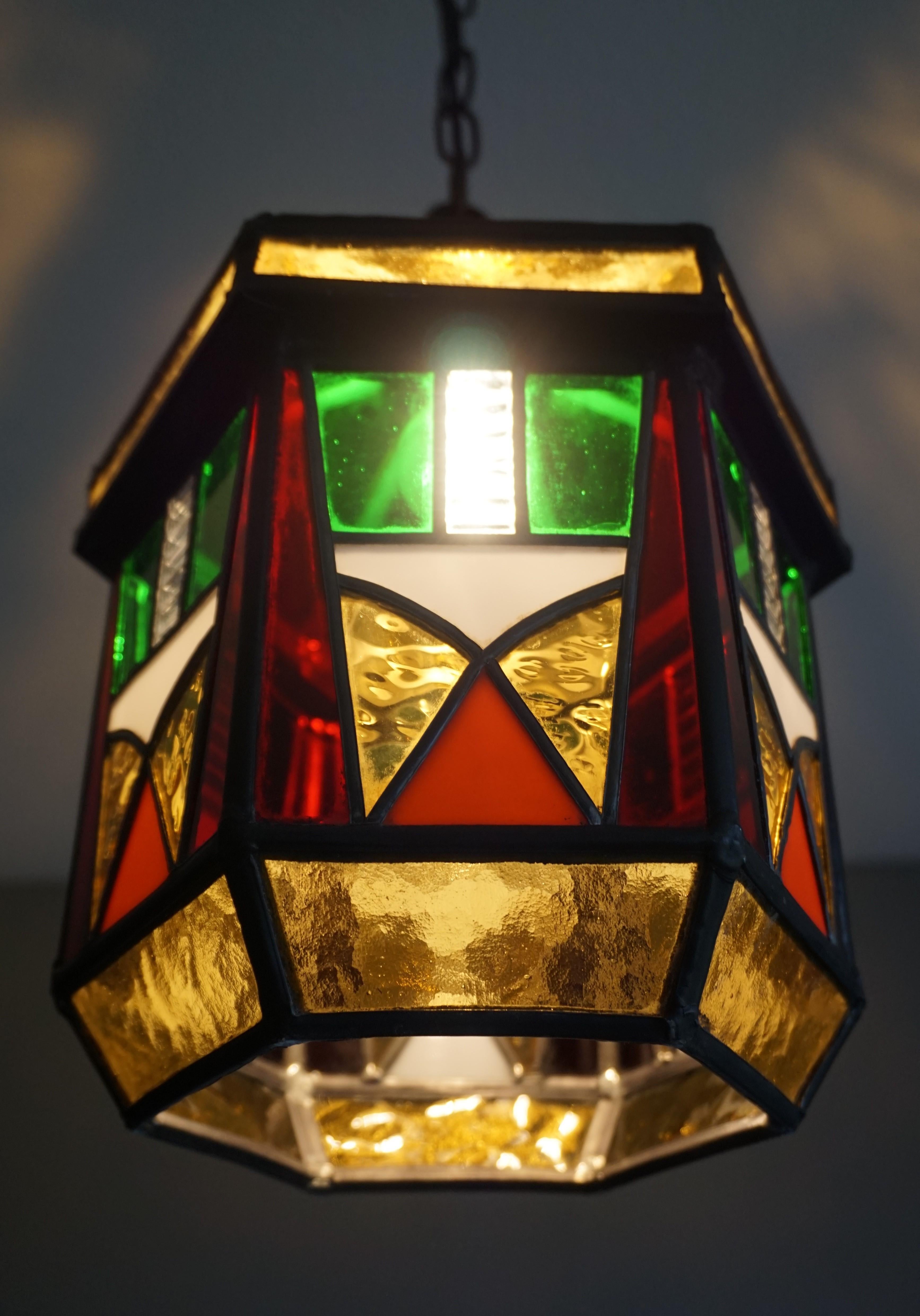 Stunning Geometrical Design and Great Colors, Art Deco Pendant Light Fixture 5