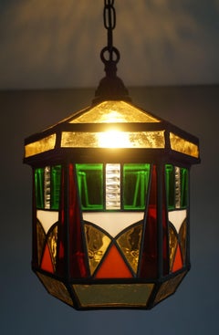 Stunning Geometrical Design and Great Colors, Art Deco Pendant Light Fixture