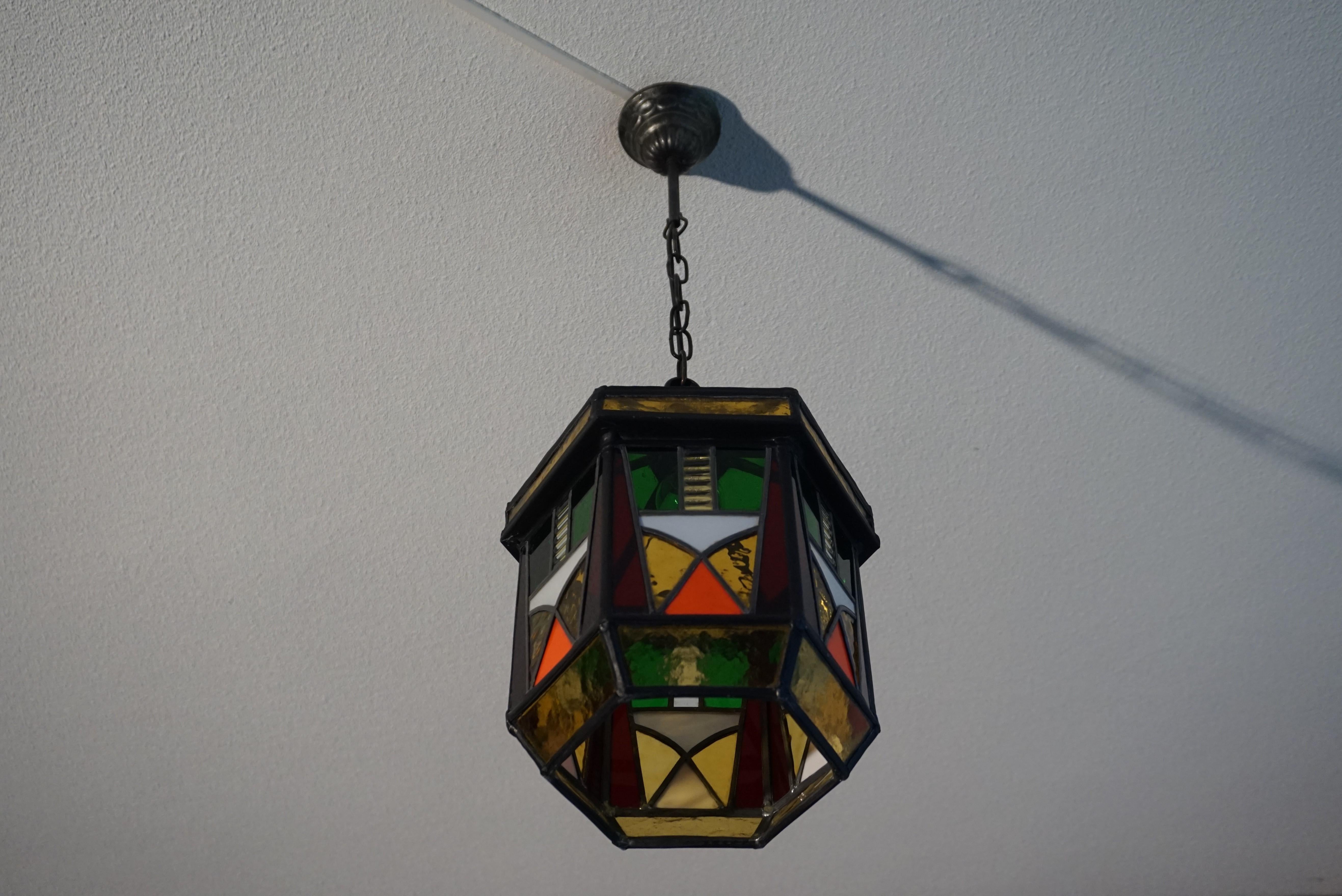 vintage stained glass hanging lamp