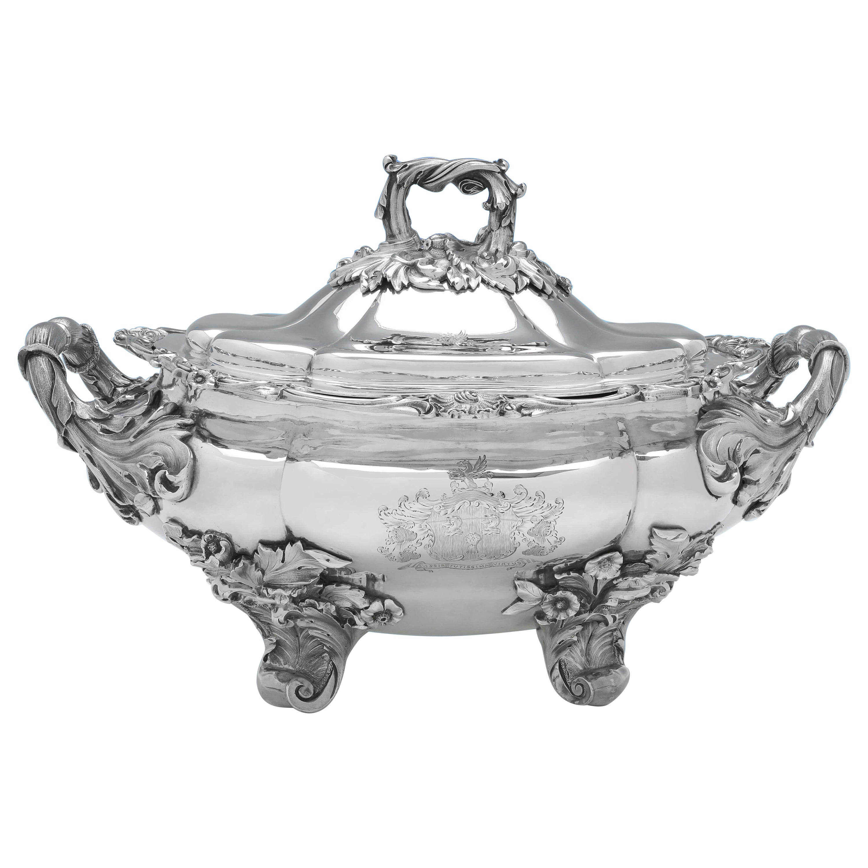 Stunning George IV Antique Sterling Silver Soup Tureen - London 1827