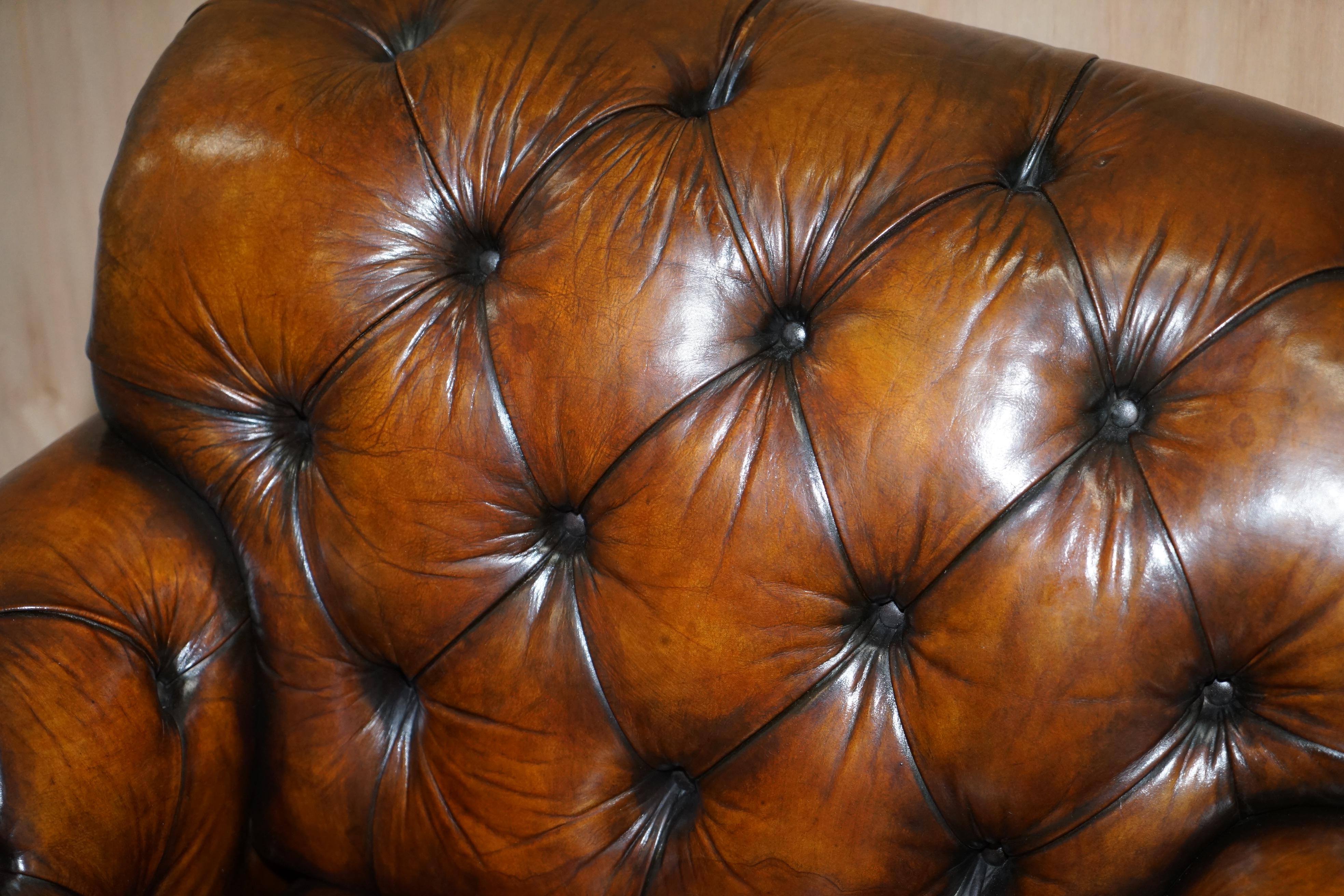 Hand-Crafted Stunning George Smith Bulgari Aged Cigar Brown Leather Chesterfield Armchair