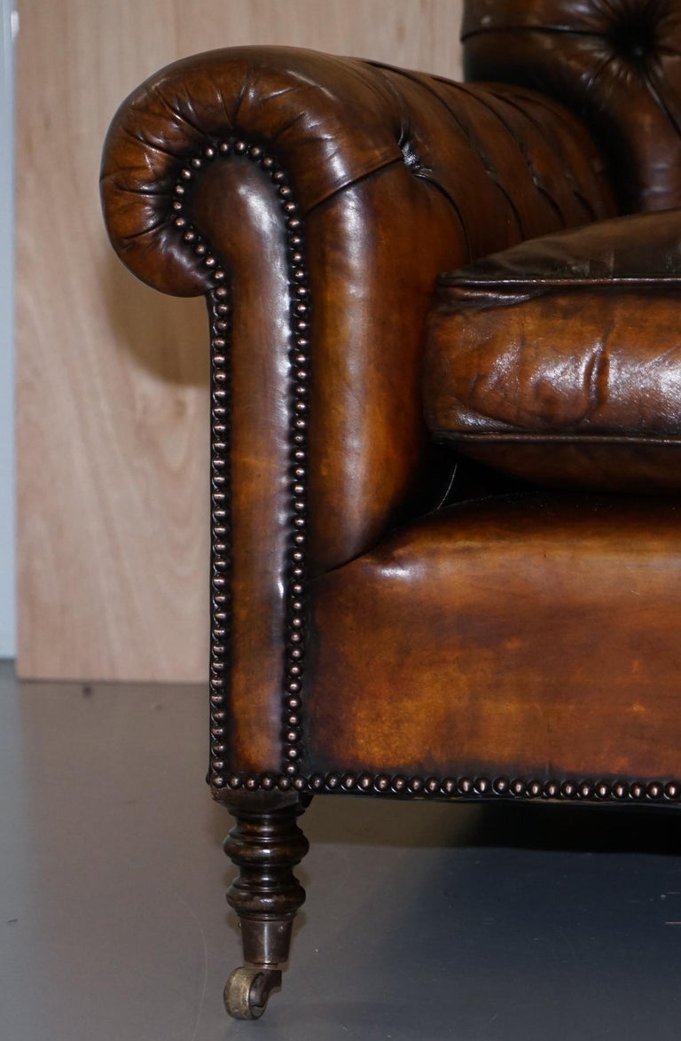 Stunning George Smith Bulgari Aged Cigar Brown Leather Chesterfield ...