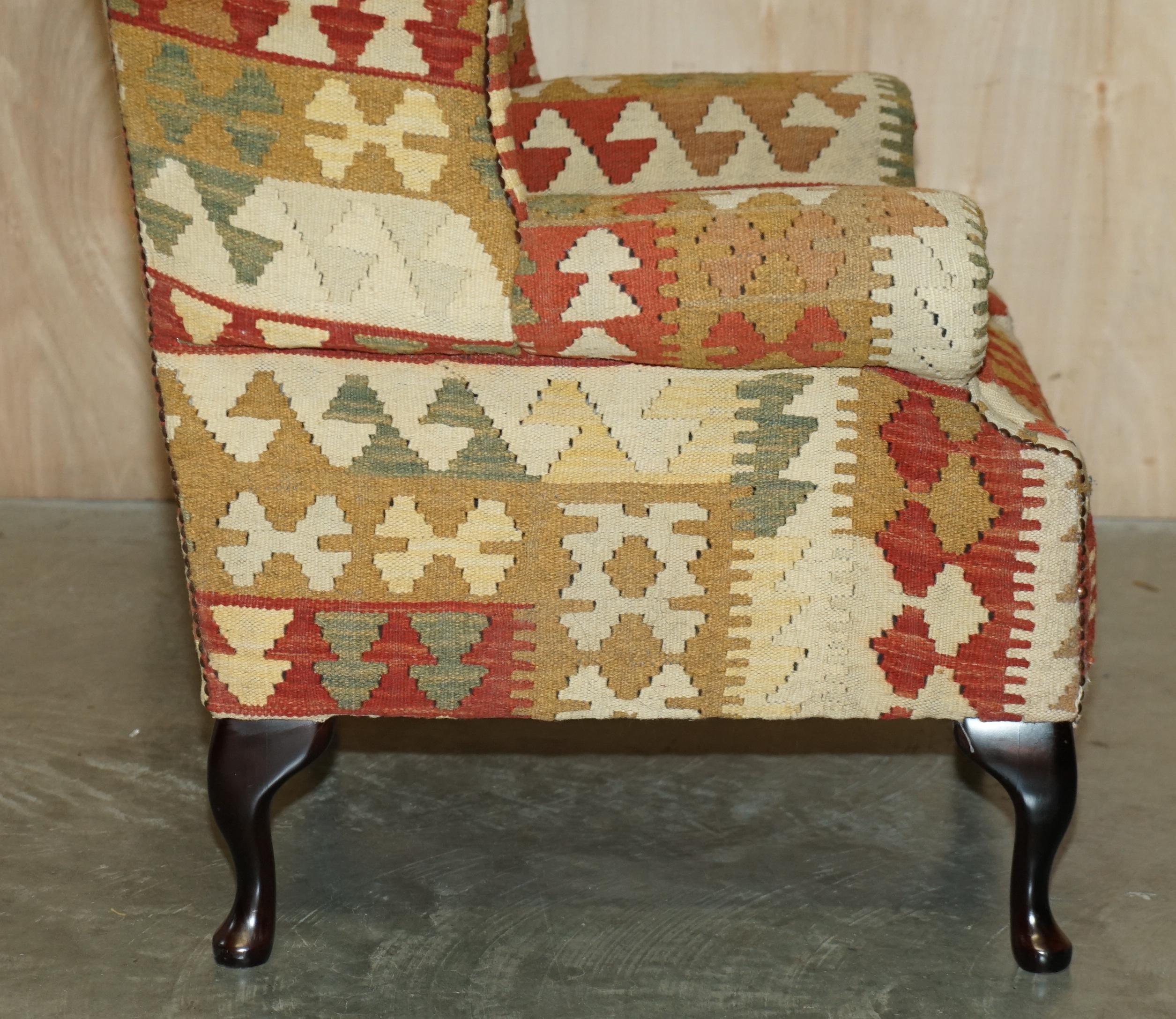 Stunning George Smith Style Aztec Kilim Upholstery Wingback Armchair 3