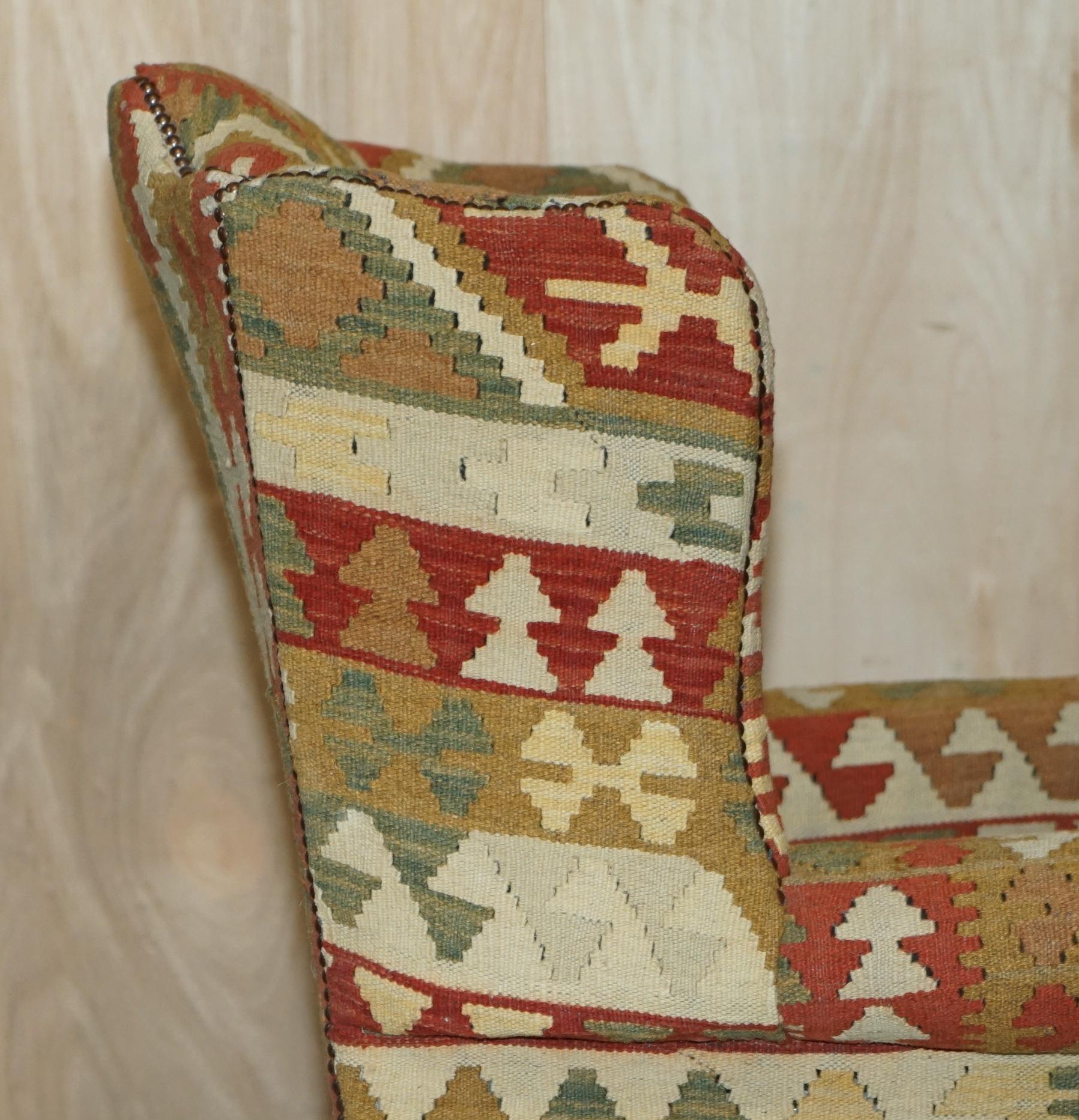 Stunning George Smith Style Aztec Kilim Upholstery Wingback Armchair 4