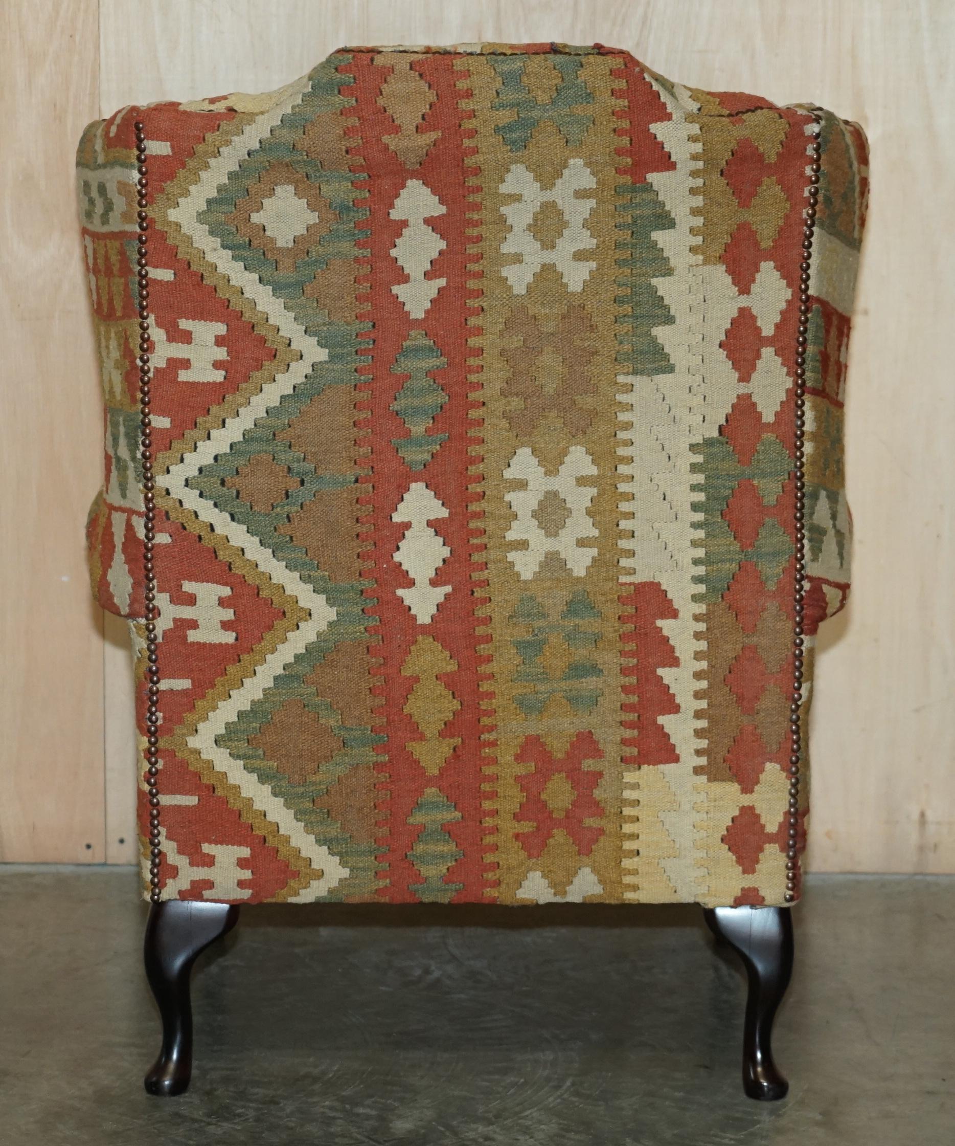 Stunning George Smith Style Aztec Kilim Upholstery Wingback Armchair 5