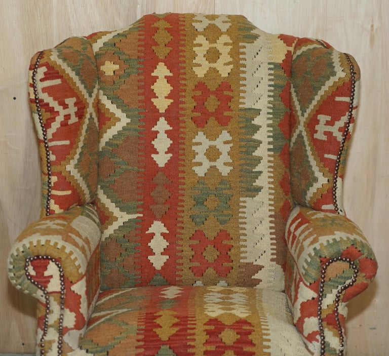 Stunning George Smith Style Aztec Kilim Upholstery Wingback Armchair ...
