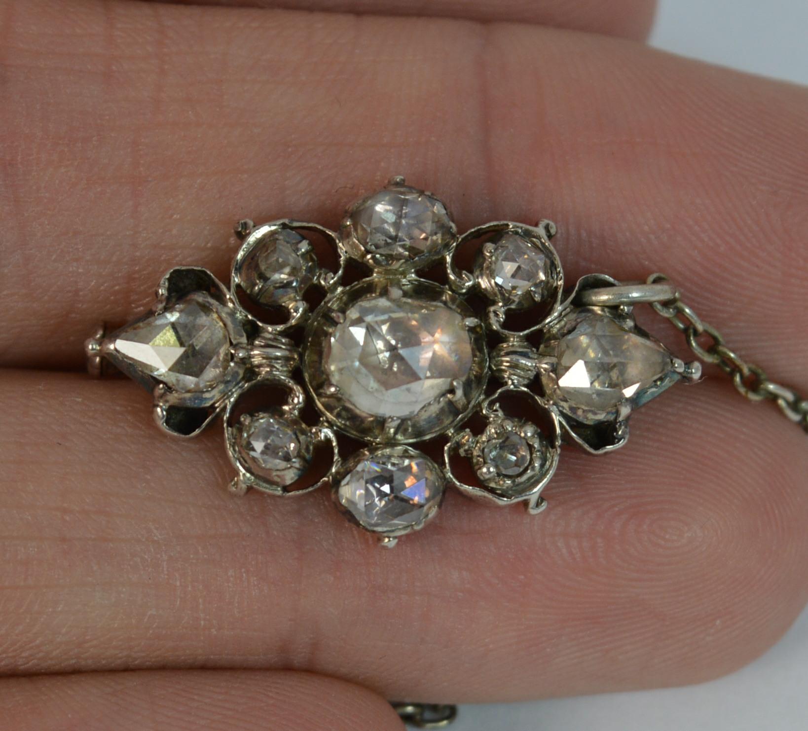 Stunning Georgian 1.8 Carat Rose Cut Diamond 15 Carat Gold Brooch, circa 1780 3