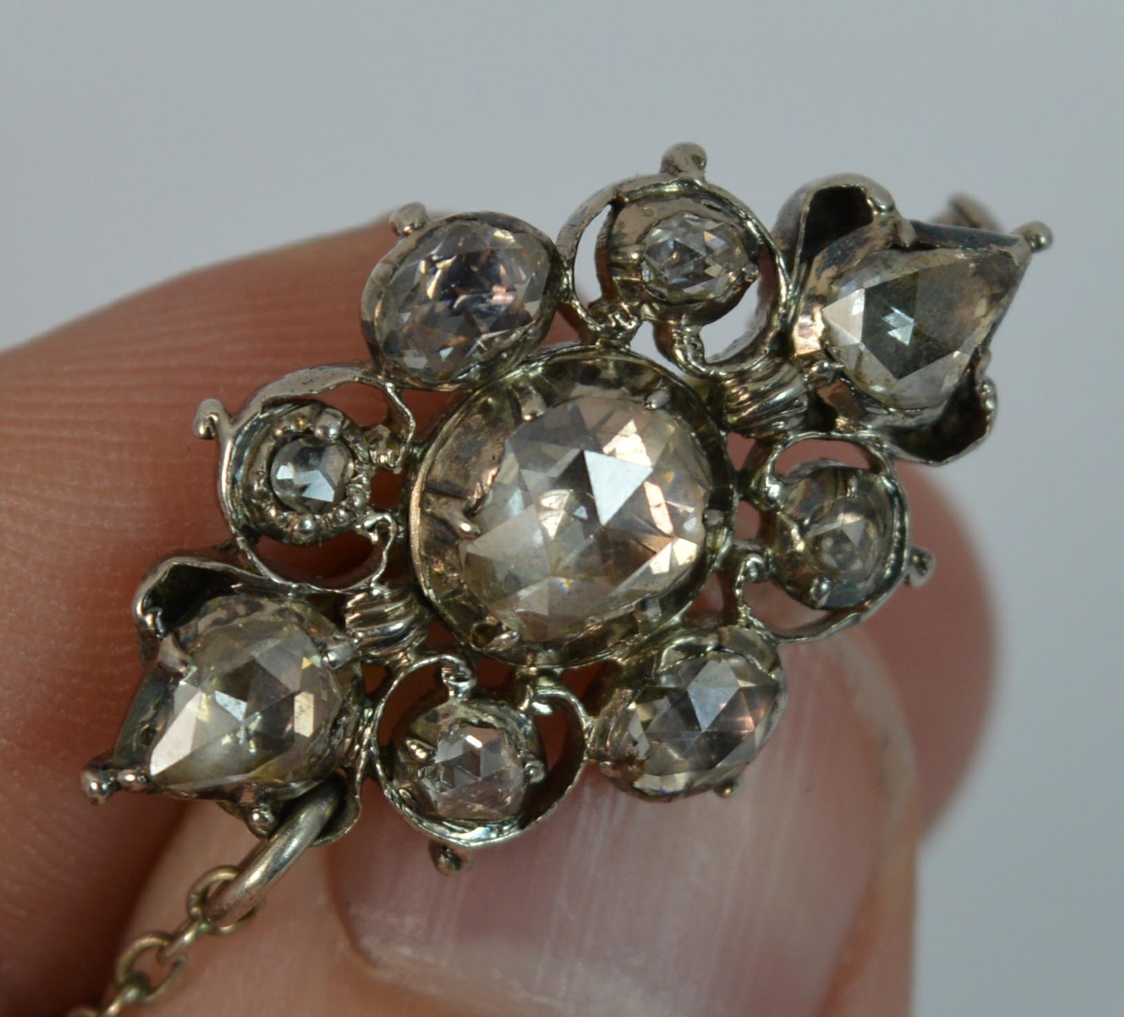 Stunning Georgian 1.8 Carat Rose Cut Diamond 15 Carat Gold Brooch, circa 1780 4