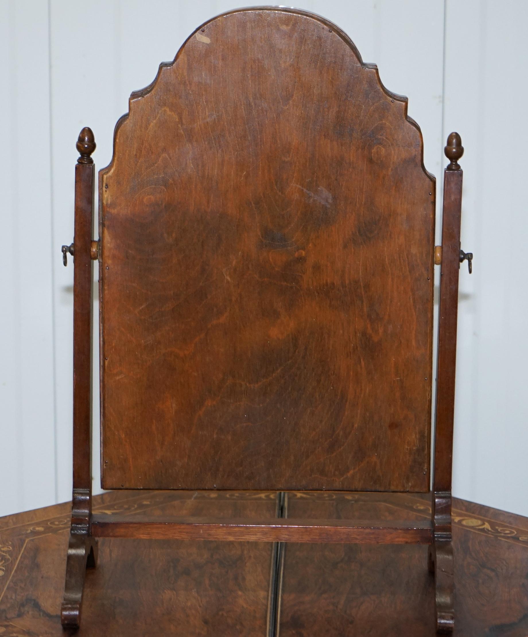 Stunning Georgian Cheval Table-Top Toilet Dressing Table Walnut Plate Mirror 6