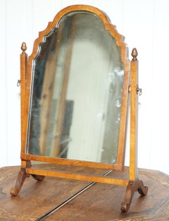 Stunning Georgian Cheval Table-Top Toilet Dressing Table Walnut Plate Mirror