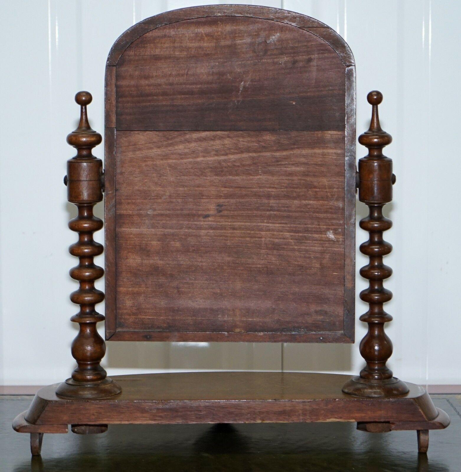 19th Century Stunning Georgian Cheval Table Top Toilet Dressing Table Walnut Plate Mirror