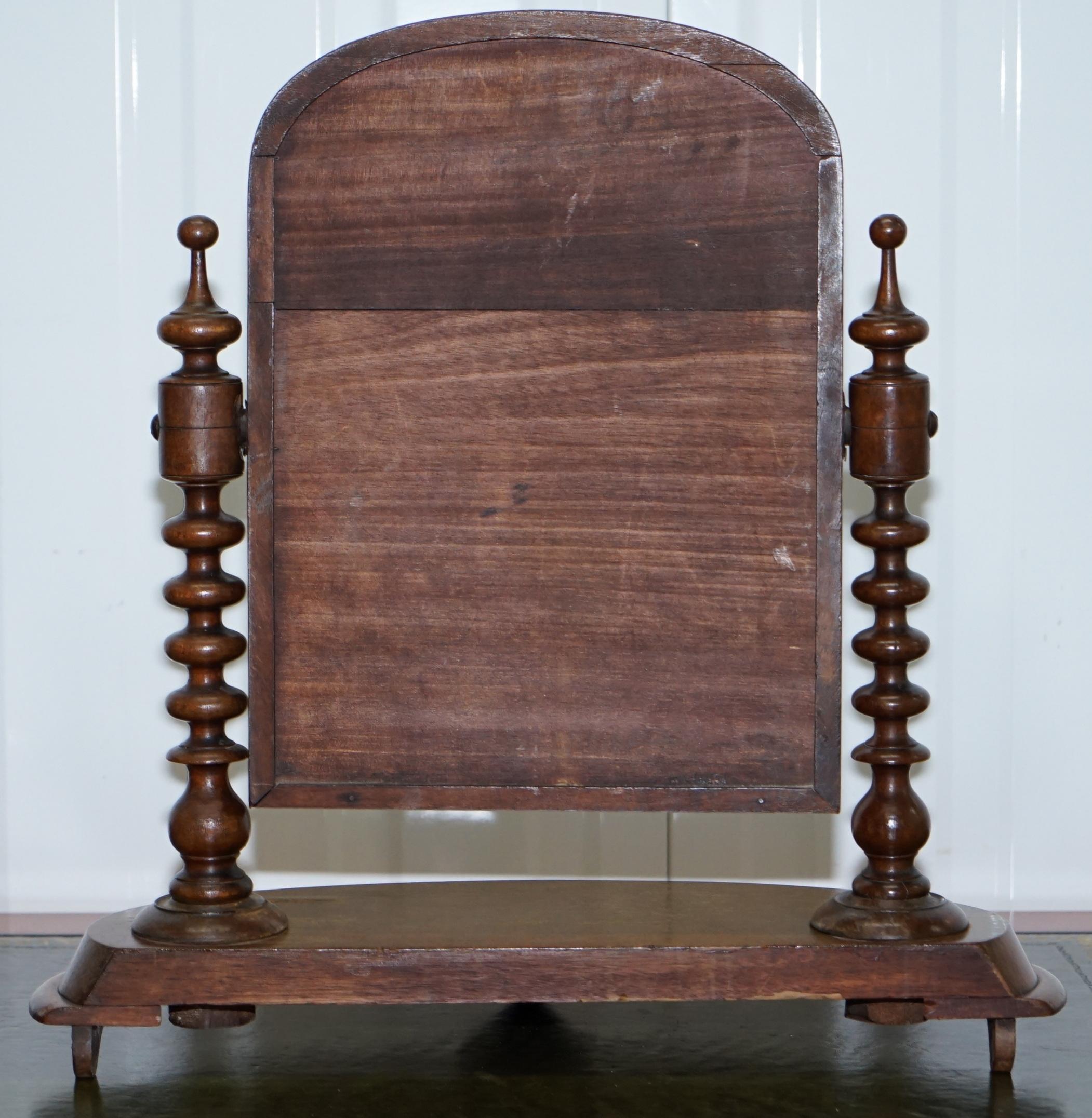 Stunning Georgian Cheval Tabletop Toilet Dressing Table Walnut Plate Mirror 9