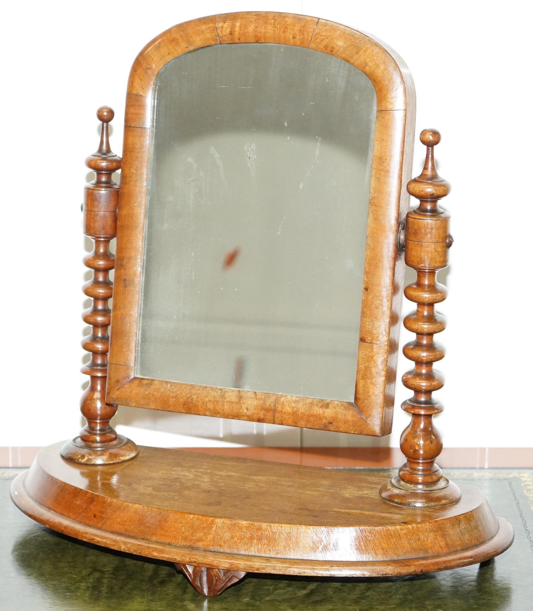Rustic Silver Mirror Cheval Swing Freestanding Tabletop Vanity Industrial Chic 