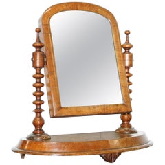 Antique Stunning Georgian Cheval Tabletop Toilet Dressing Table Walnut Plate Mirror