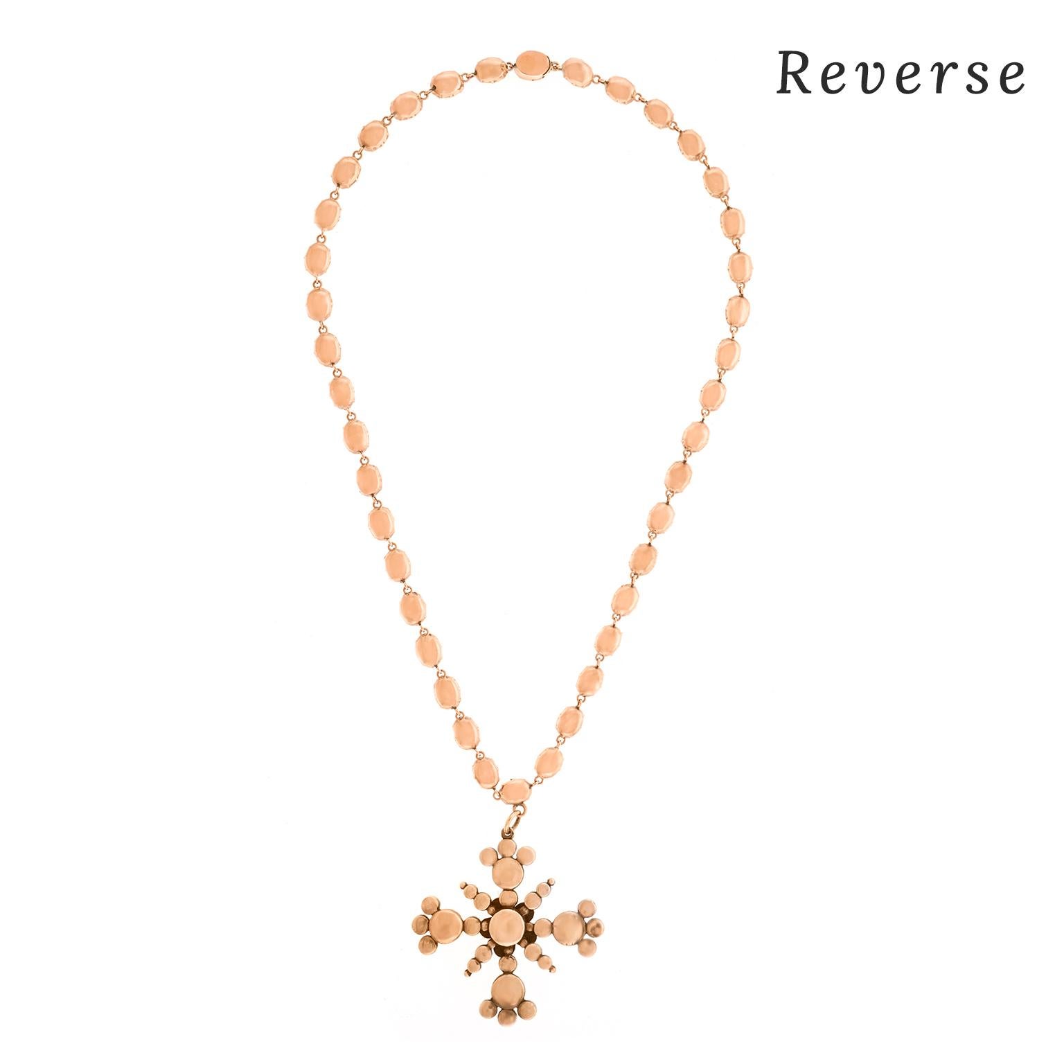 Stunning Georgian Garnet-Set Maltese Cross Necklace 2