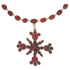 Stunning Georgian Garnet-Set Maltese Cross Necklace