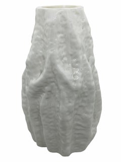 Stunning German Brutalist White Glass Rock Vase 1970s Mid-Century Modern