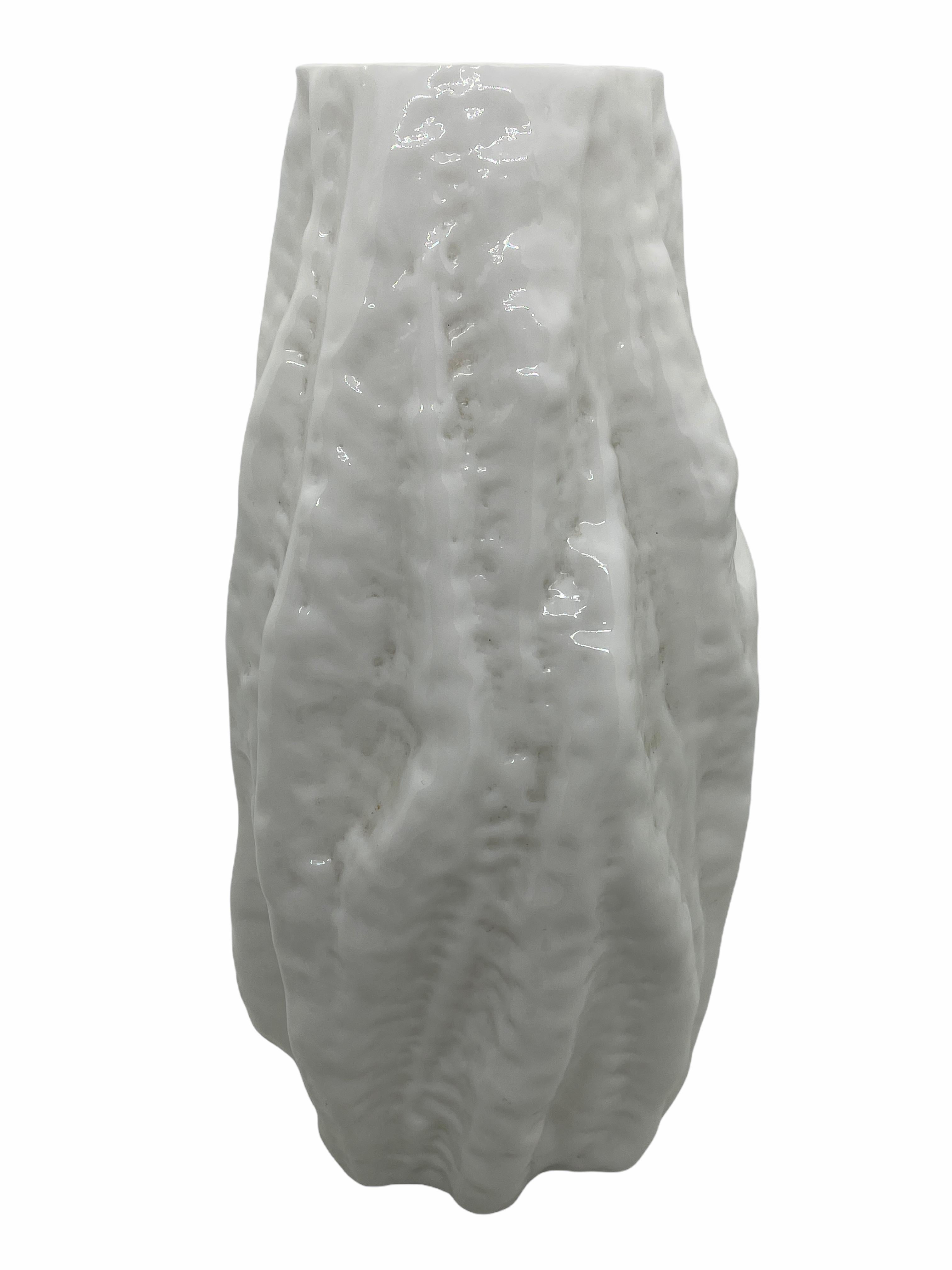 Stunning German Brutalist White Glass Rock Vase 1970s Mid-Century Modern For Sale 1