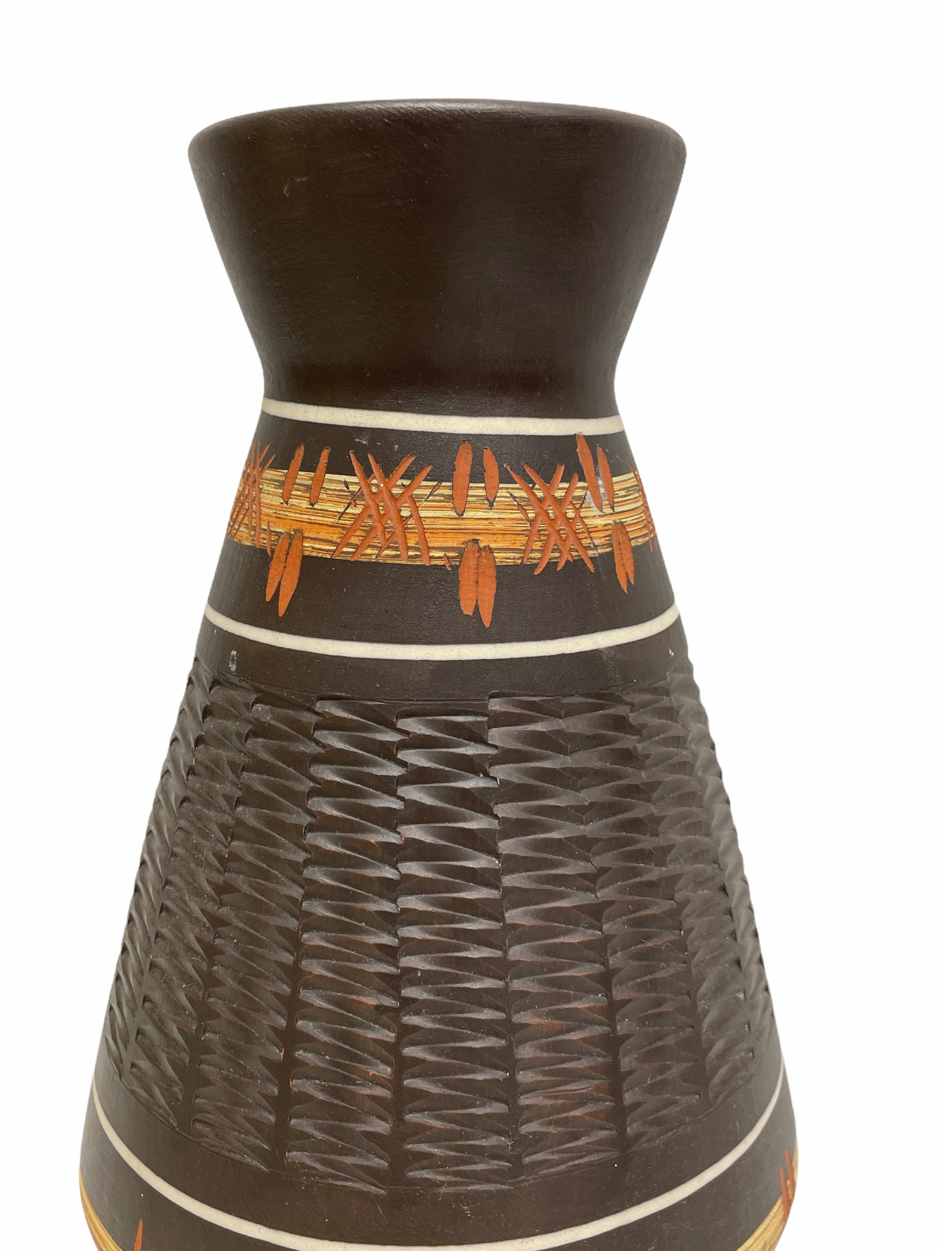 Mid-Century Modern Stunning German Chino-Series Jug Shape Midcentury Pottery Ceramic Vase 1950s For Sale