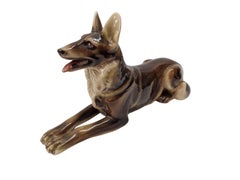 Stunning German Shepherd Dog, Steffl Faience, Art Deco, Vienna, Austria 1930s