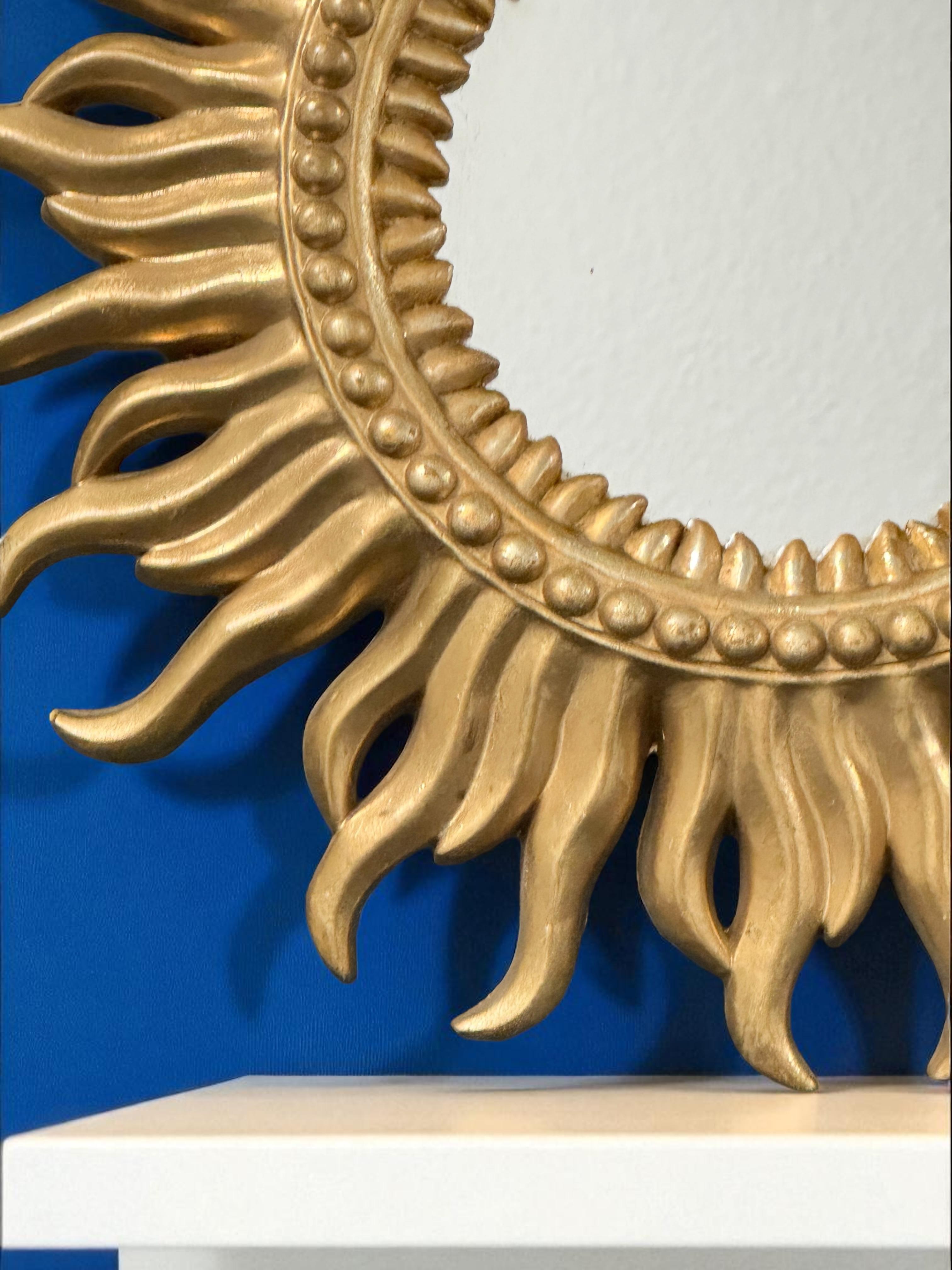 Stunning German Starburst Sunburst Gilded Mirror, circa 1960s For Sale 8