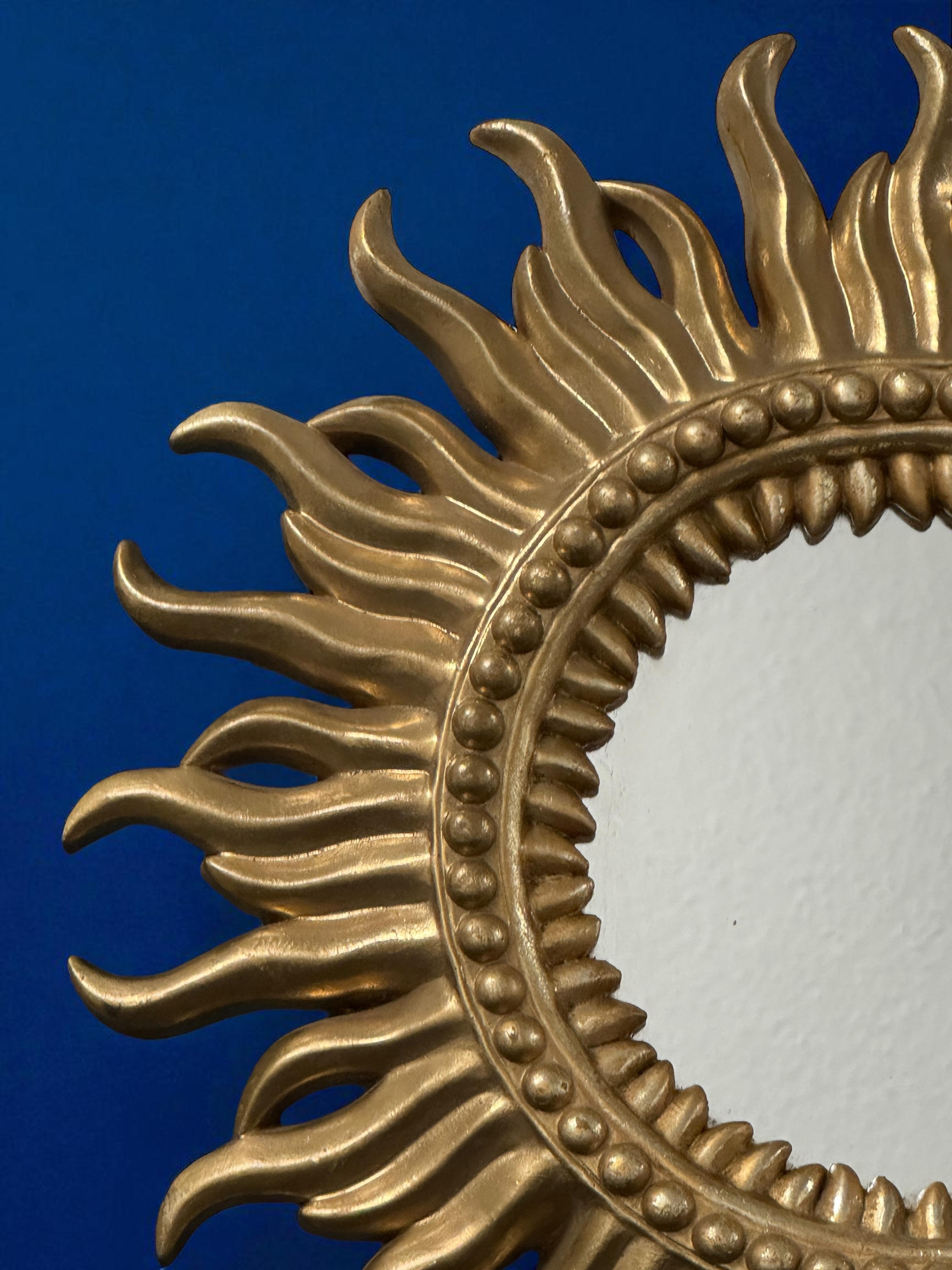 Stunning German Starburst Sunburst Gilded Mirror, circa 1960s For Sale 10