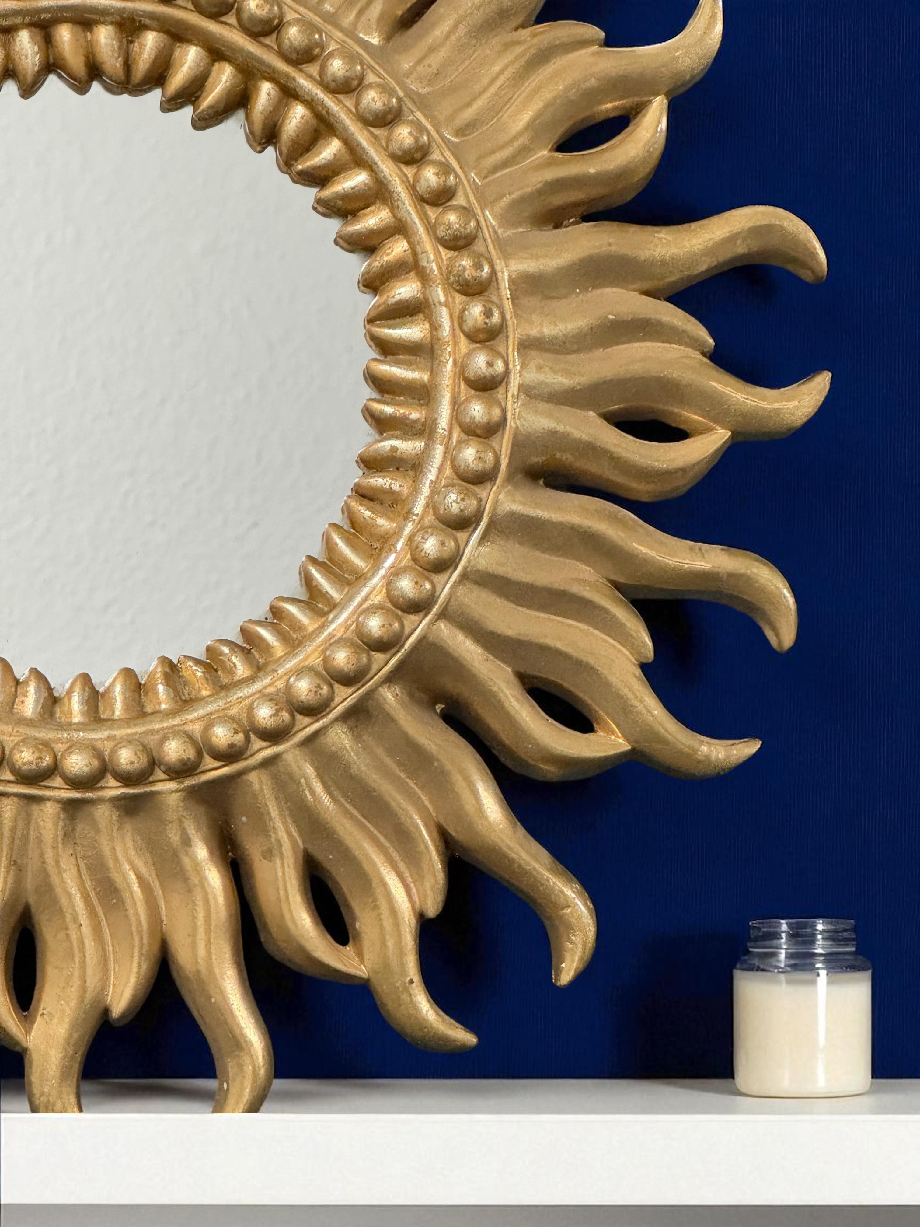 Stunning German Starburst Sunburst Gilded Mirror, circa 1960s For Sale 11