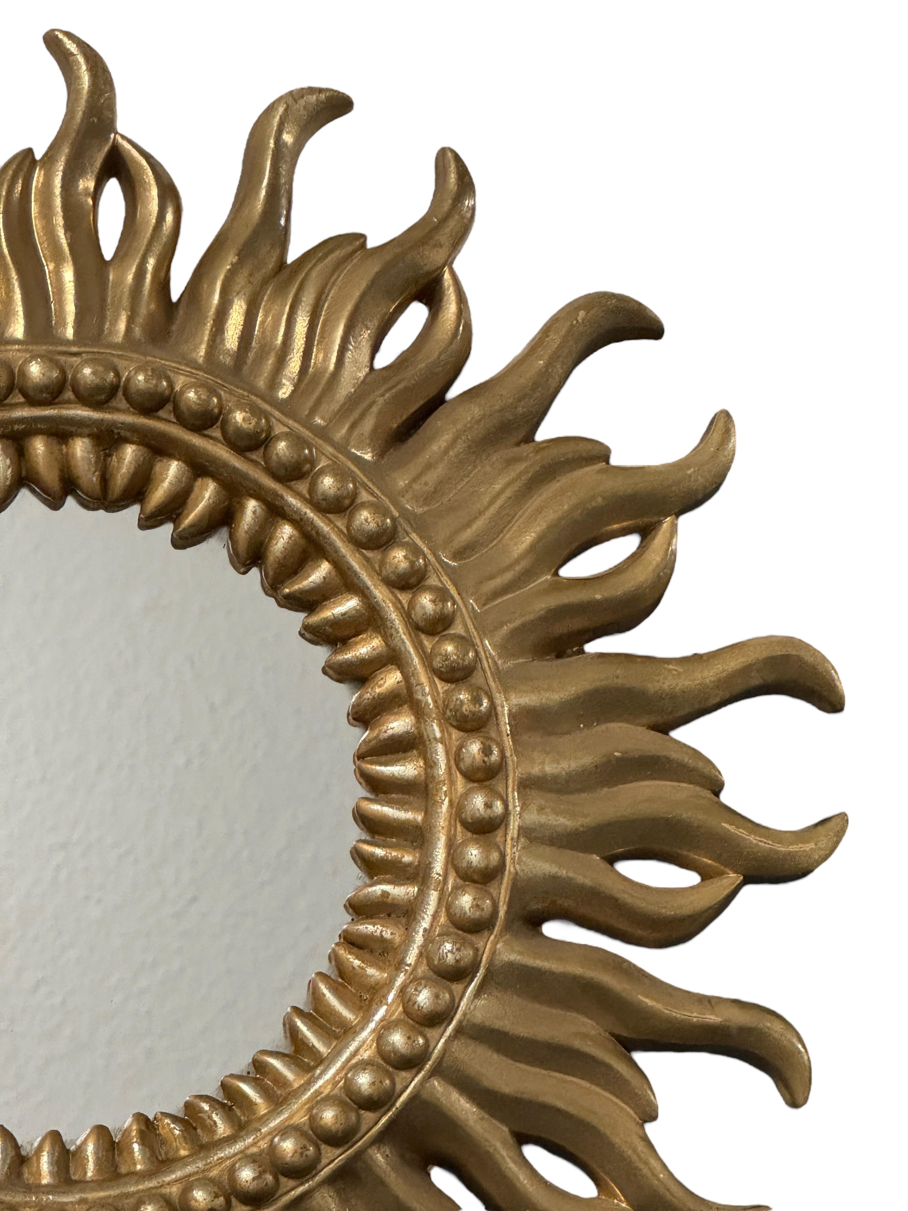 Hollywood Regency Stunning German Starburst Sunburst Gilded Mirror, circa 1960s For Sale